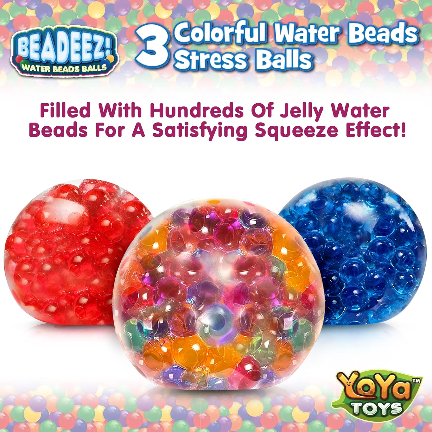 Buy YoYa Toys Beadeez Squishy Stress Relief Balls (3 Pack) Colorful