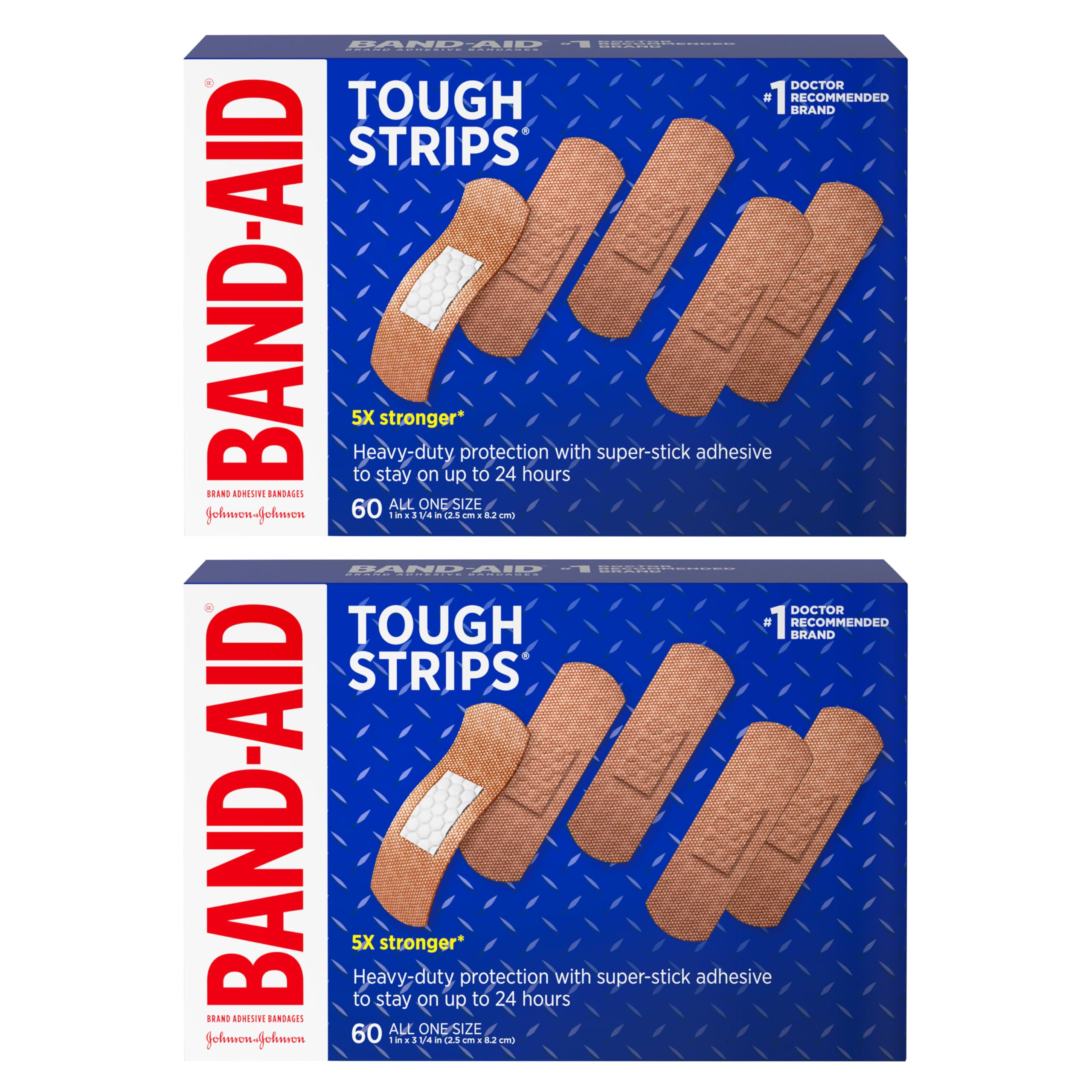 Brand Tough Strips Adhesive Bandage, All One Size, 60 Count of 2