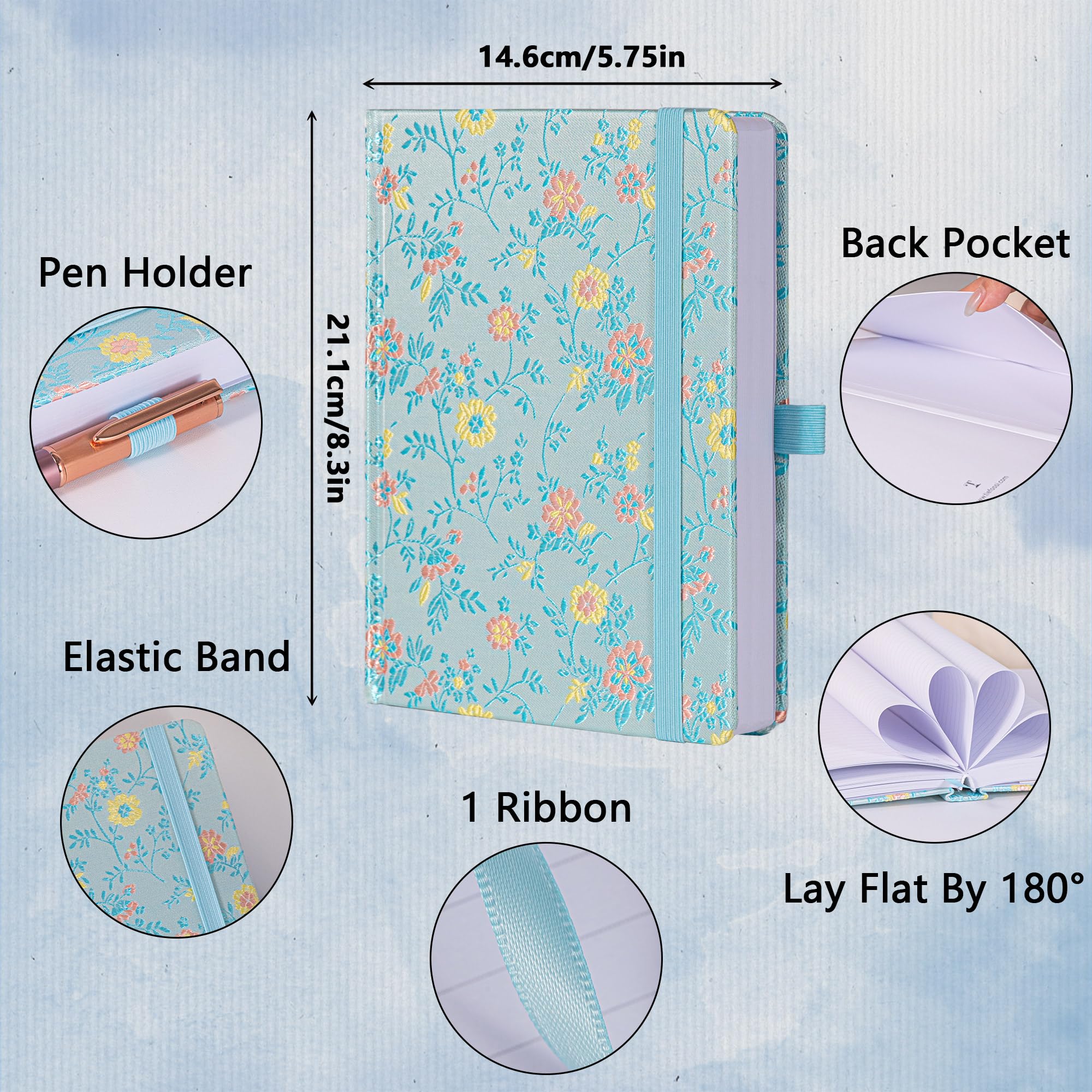 TIEFOSSI Classic College Ruled Writing Notebook For Women Men, 316 Numbered Pages Diary 100 GSM, A5 Hardcover Notebook With Pocket, Journals For - View #3