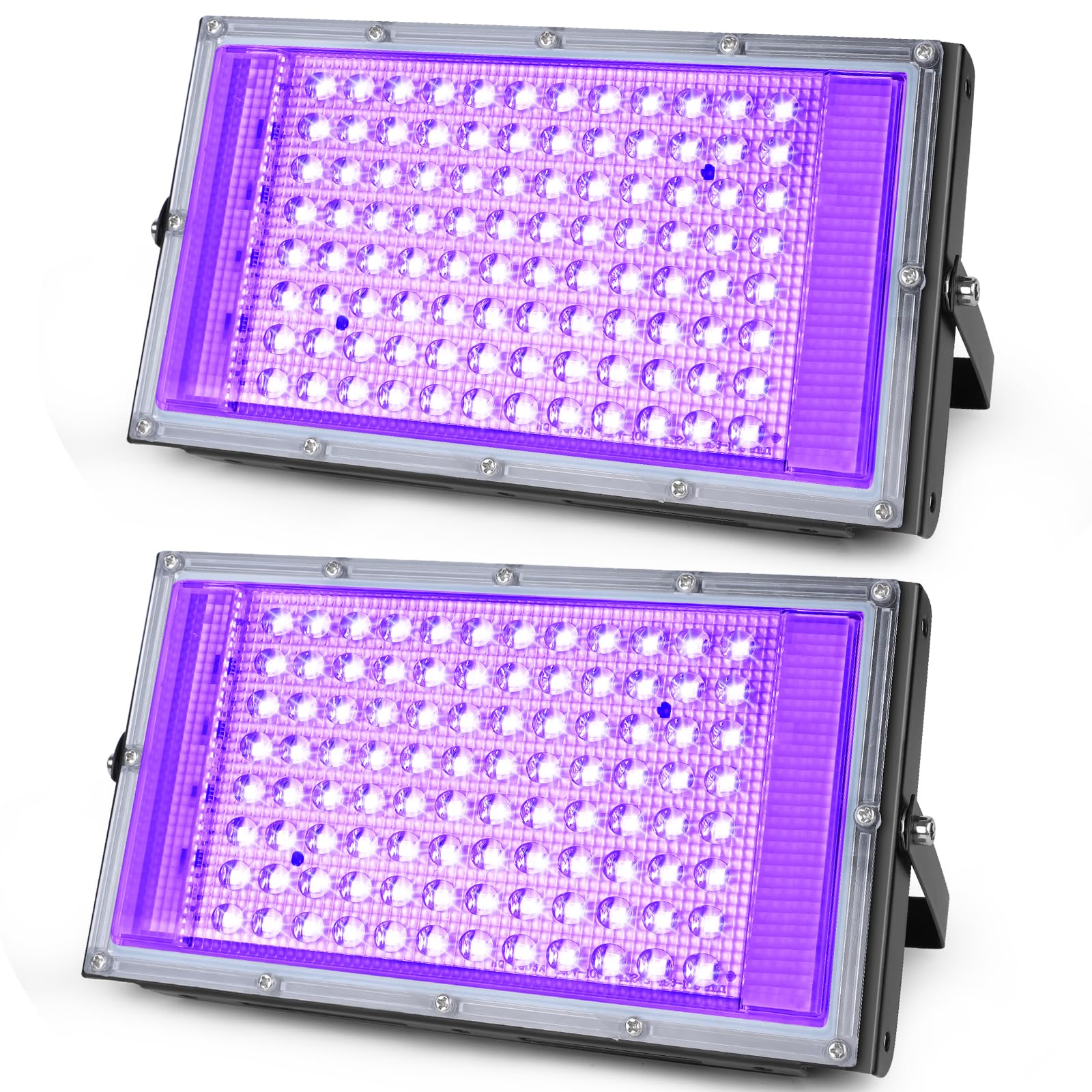 2er 100W LED UV-Schwarzlicht, Schwarzlichtstrahler, IP66 wasserdichtes Schwarzlicht mit europäischem Standardstecker, geeignet für Halloween, fluoreszierende Party, Bühnen- und Aquariumdekor