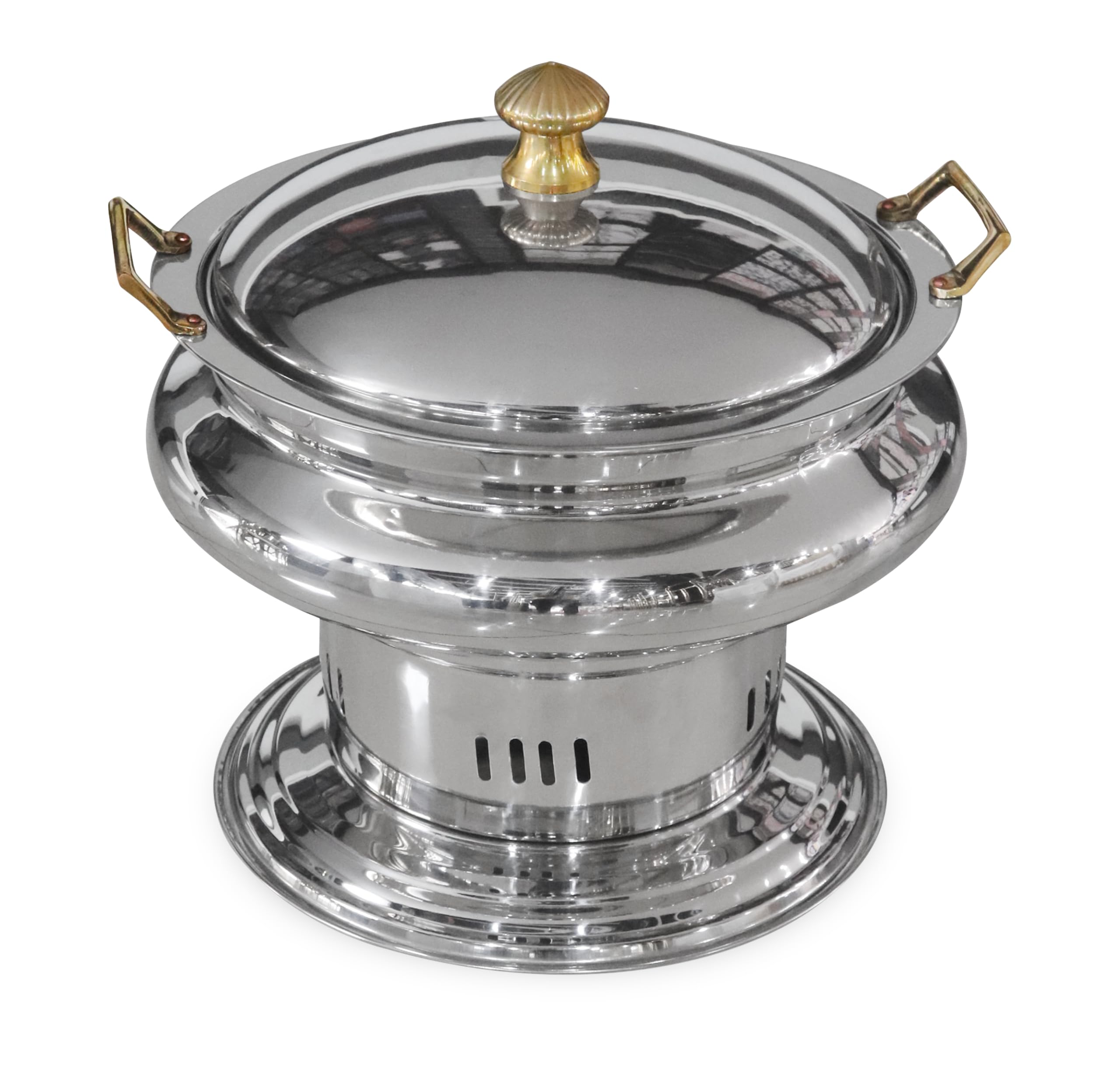 Malabar Trading Company Stainless Steel Round Chafing Dish with Lid, Round Chafing Dish (6 LTR)