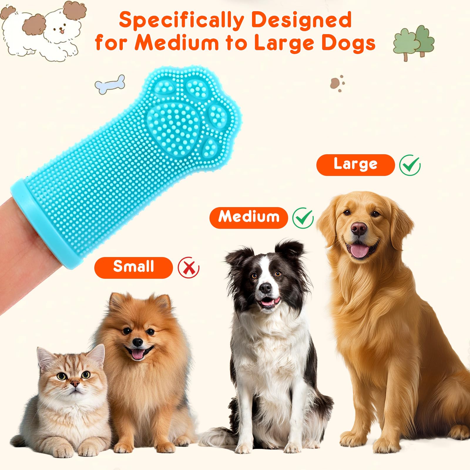 Dog Finger Toothbrush, 4-Pack Finger Toothbrush for Dogs, Upgraded Pet Tooth Brushing Kit, A Fun Dog Teeth Cleaning Tool That Also Doubles as A Gum Massage, Suitable for Medium and Large Dogs. - image 4