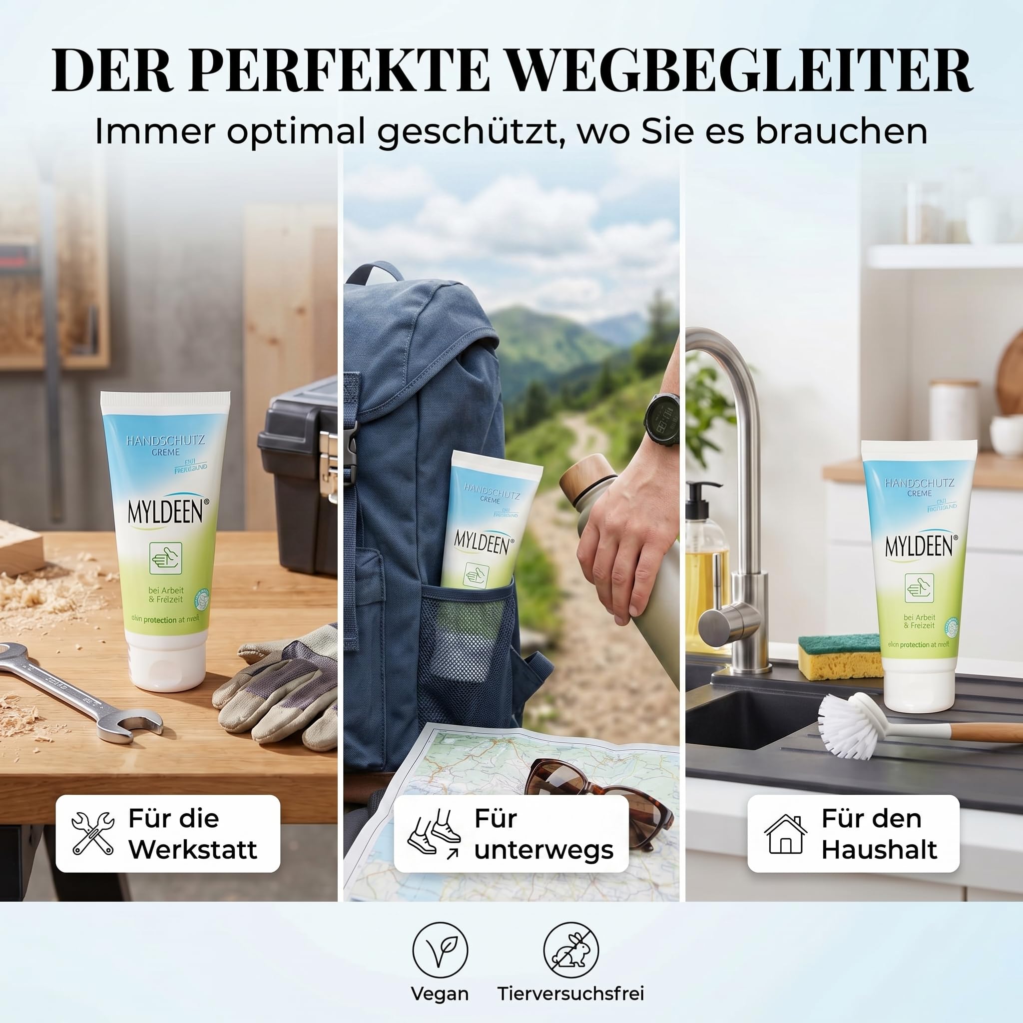 Handschutzcreme 100 ml – Handschutzcreme für Arbeit & Alltag – Handcreme für sehr trockene Hände pflegend & schützend – intensive Handpflege bei rissigen Händen – Nicht fettend – 12 Stück