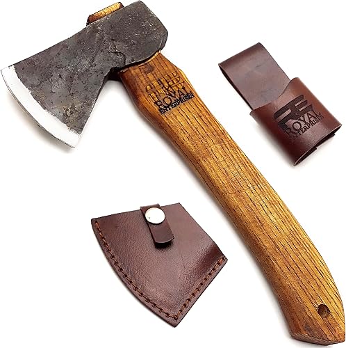 Hacha de camping con funda Hacha de hacha de bushcraft forjada a mano de 12 pulgadas Hacha barbuda, maquinilla de afeitar ligera, afilada, hacha