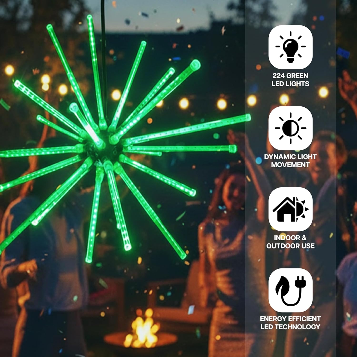 Holiday Bright Lights 20 Inch Green LED Meteor Burst Indoor Outdoor Star Decoration
