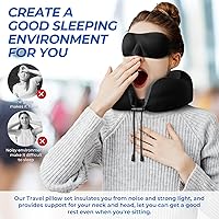 Vista 5 de Almohada de viaje, almohadas de viaje para dormir en avión, almohada cervical de avión, juego de almohada de espuma viscoelástica con máscara