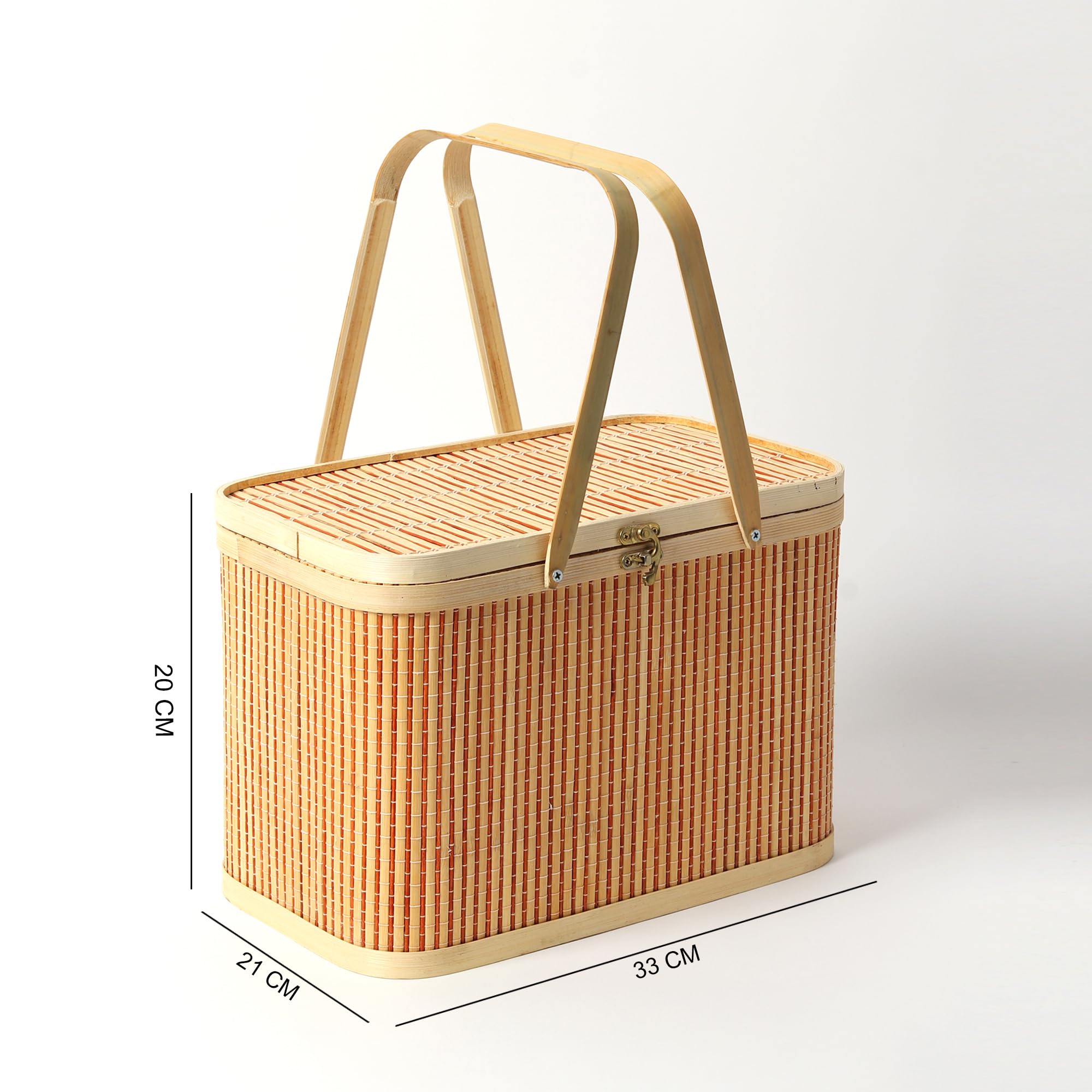 Handcrafted Bamboo Picnic Basket - Perfect for Outdoor Dining -7