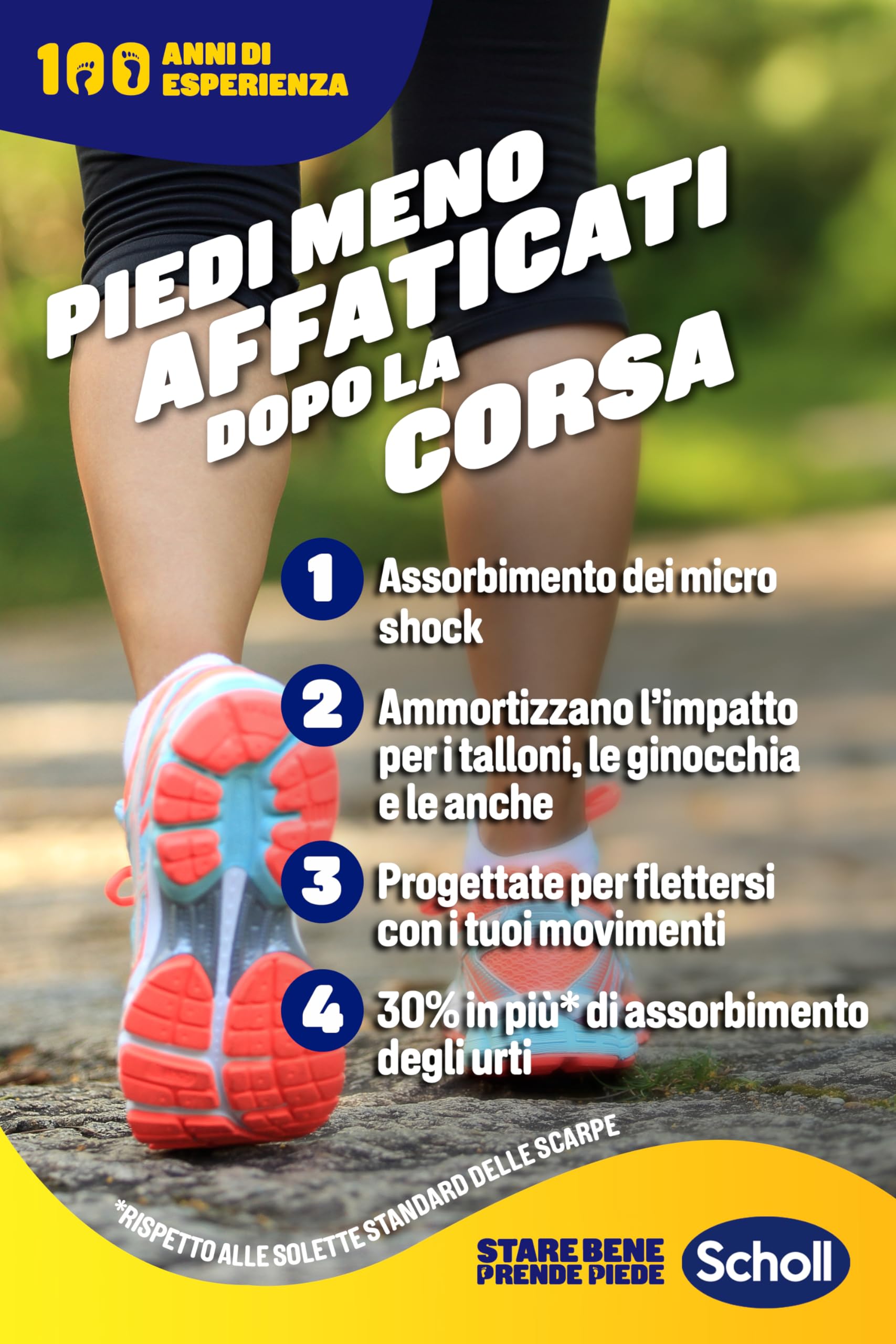 Scholl Solette Gel Activ Running, Solette da Donna per Scarpe da Corsa, Taglia 35.5-40 EU/S, Confezione da 1 Paio