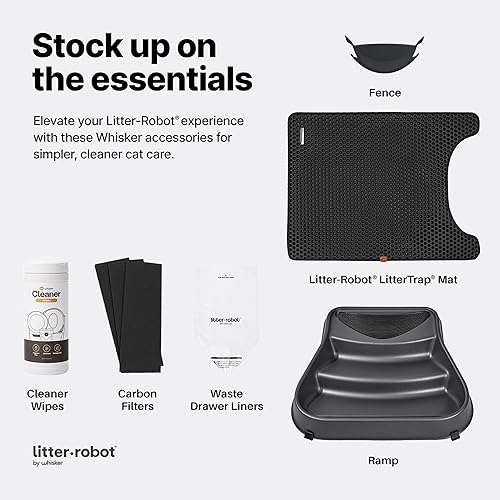 Miniatura 6 de Litter-Robot 3 rampas por Whisker, rampa gris para caja de arena, ajuste personalizado, reduce el seguimiento, adecuada para gatos pequeños
