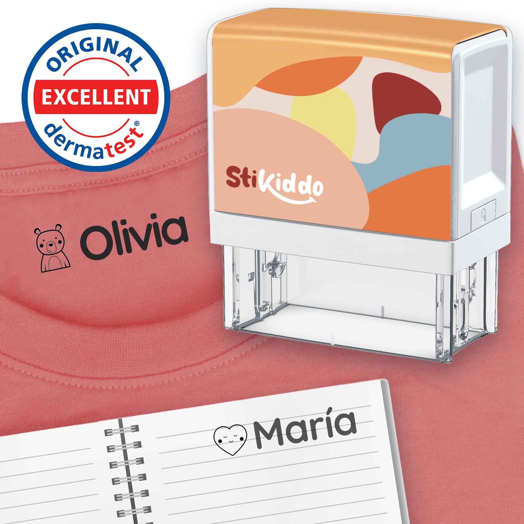 Sello Ropa Niños Personalizado - Para Tejidos, Objetos y Papel - Marcador Ropa Niños resistente al Lavado, Ideal para la Guardería y el Colegio