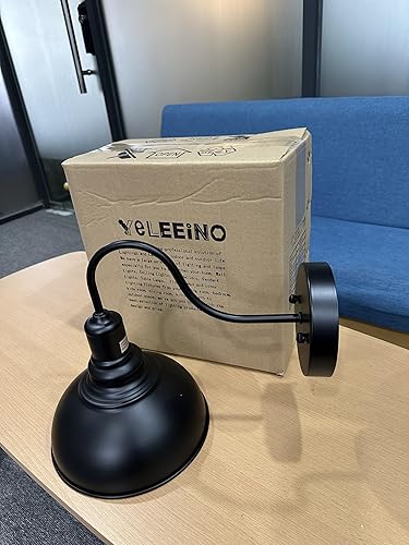 Miniatura 4 de YeLEEiNO Lámparas de pared, aplique de pared negro, iluminación de granero, lámpara de pared industrial vintage de granja E26, lámpara de pared LED