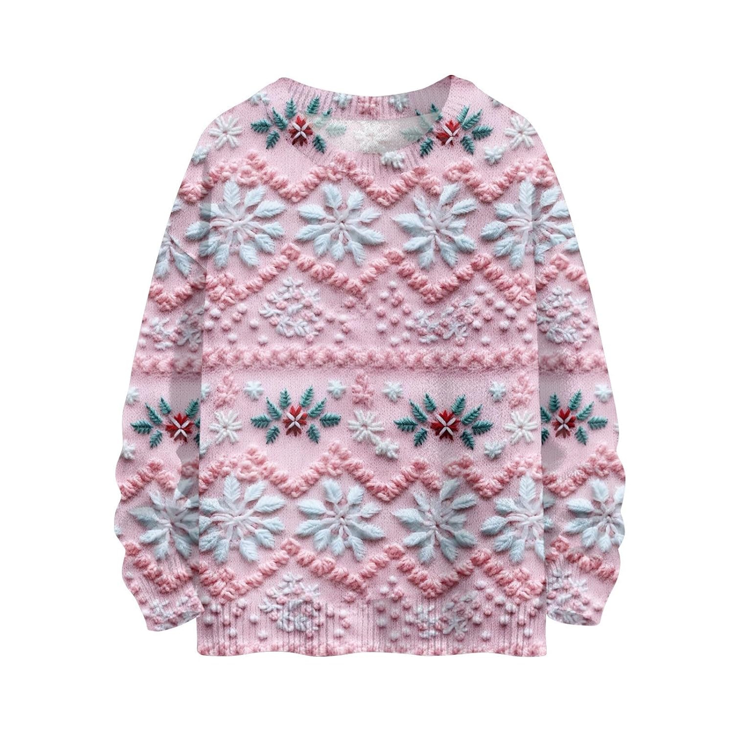Womens Ugly Christmas Sweater Crewneck Christmas Sweatshirt Novelty Santa Claus Print Sweater Knit Pullover Tops