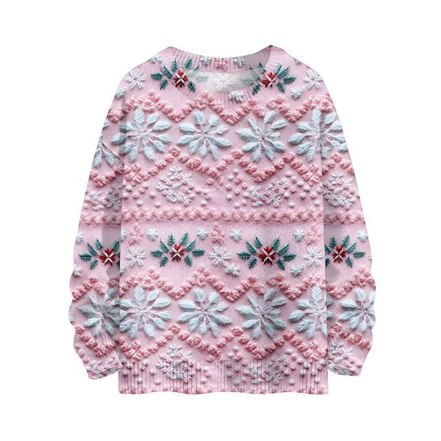 Womens Ugly Christmas Sweater Crewneck Christmas Sweatshirt Novelty Santa Claus Print Sweater Knit Pullover Tops