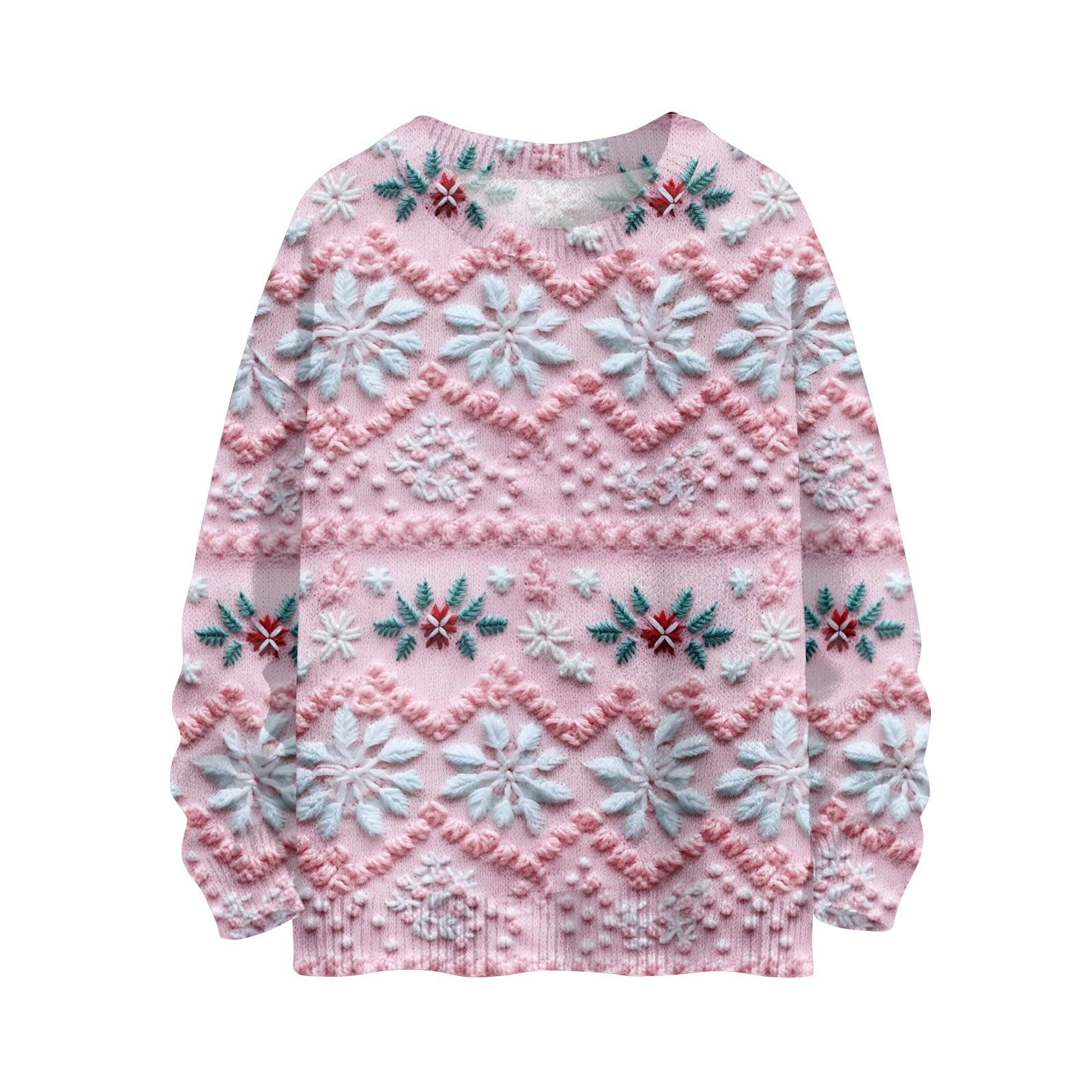 Womens Ugly Christmas Sweater Crewneck Christmas Sweatshirt Novelty Santa Claus Print Sweater Knit Pullover Tops