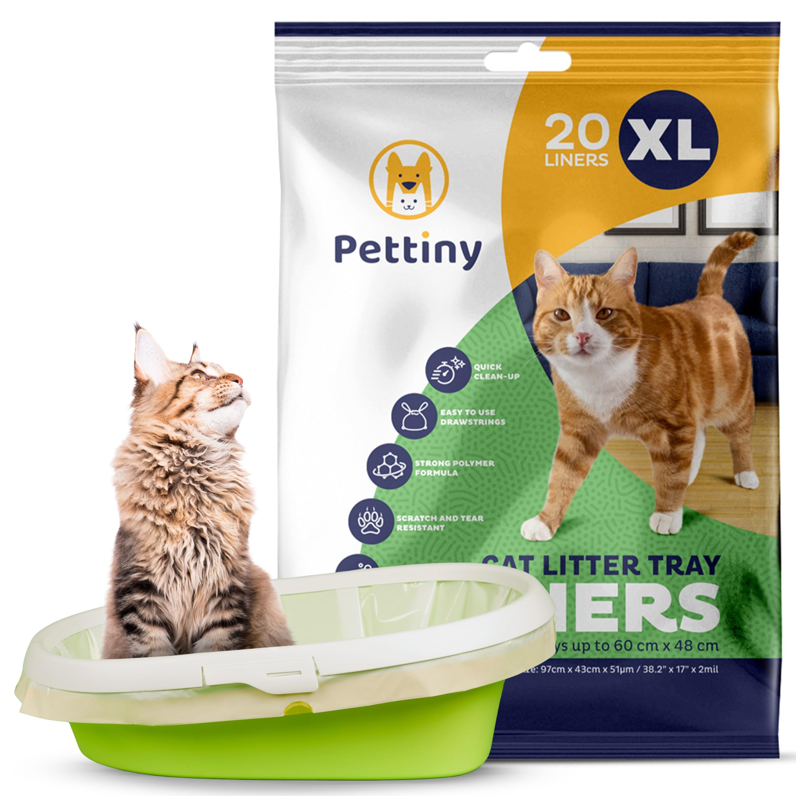20 XL Cat Litter Tray Liners with Drawstrings Scratch Resistant Bags for Extra Large Litter Box