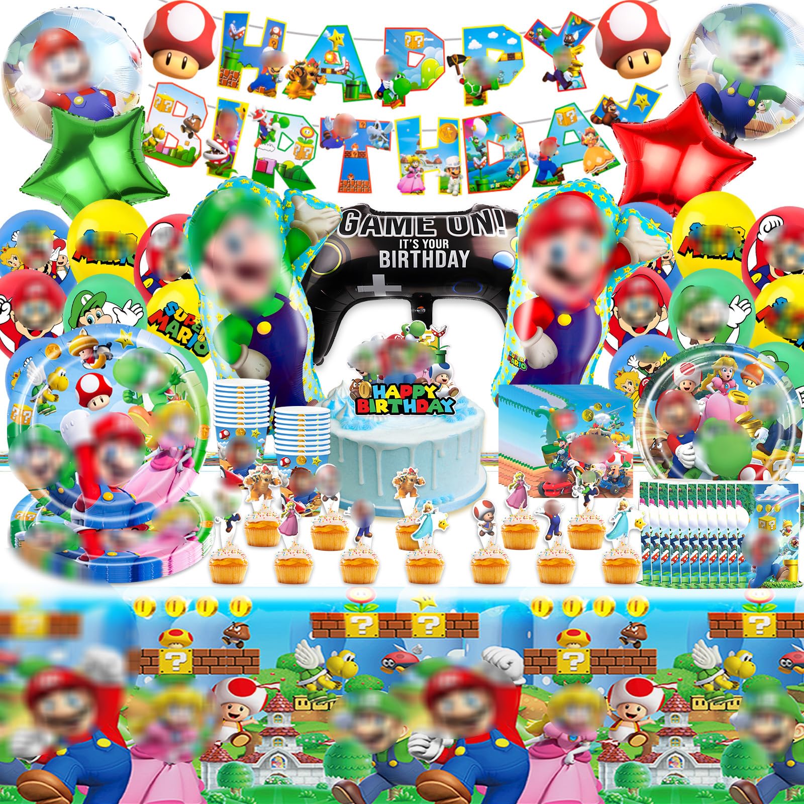 110 Décoration pour anniversaire Mari,vaisselle, assiettes en carton, assiettes pour enfants, gobelets, ballons, décorations pour 10 personnes.