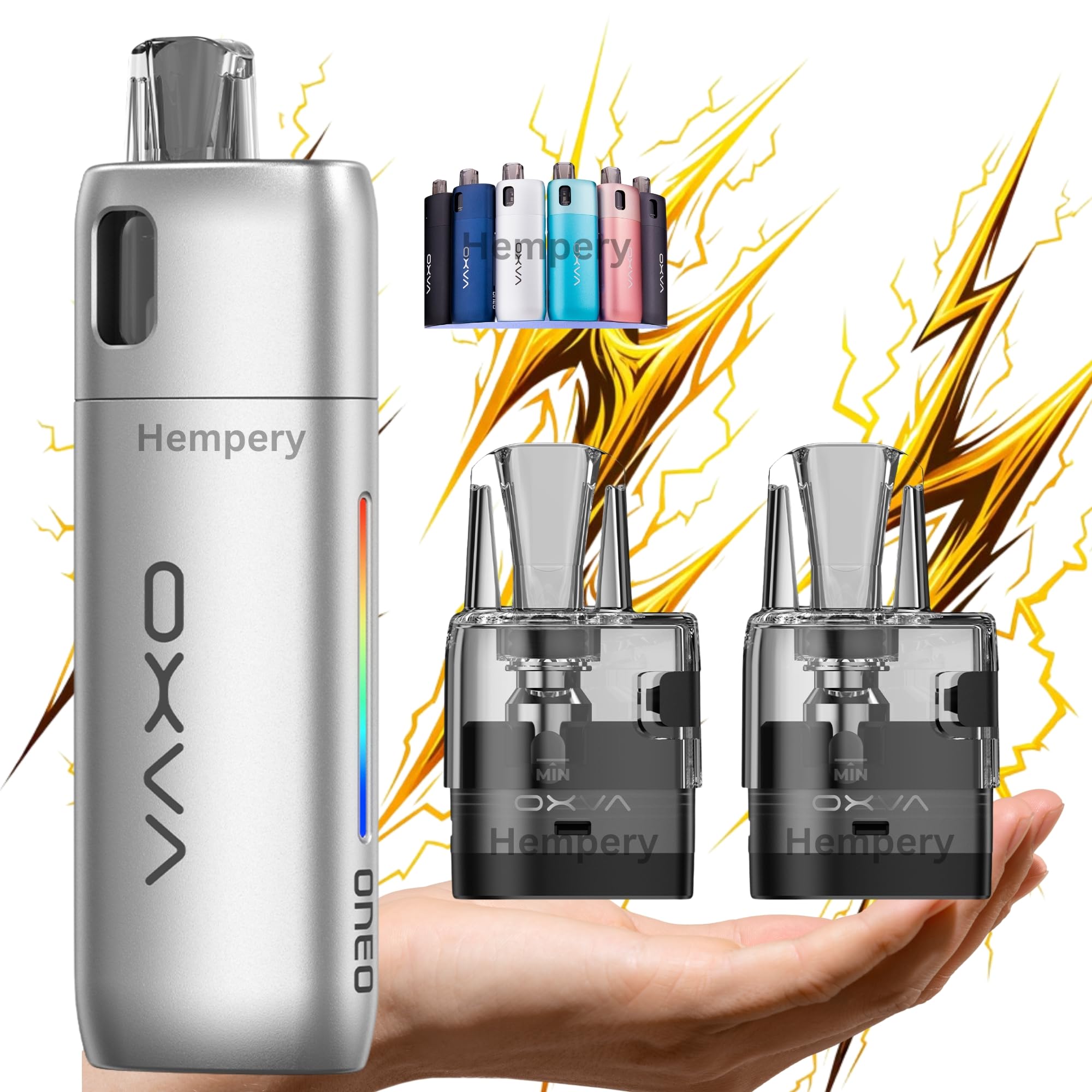 OXVA ONEO Vape Pod Kit – Silver Pod Kit Rechargeable 1600mAh Battery 40W | 2 x Oneo Pods INCLUDED 0.4 ohm | 0.8 ohm | Unitech Replaceable Cartridges, Oxva Vape Pods, 2ml No Nicotine (Cool Silver)