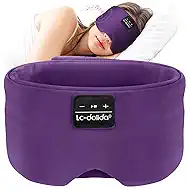 LC-dolida Sleep Mask with Bluetooth Headphones, Ice Silk Sleep Headphones with Bluetooth 5.4, Total Blackout Eye Mask for Sleeping, Sleep Soft Mask for Women Men, All Night Sleep, Travel(Purple)