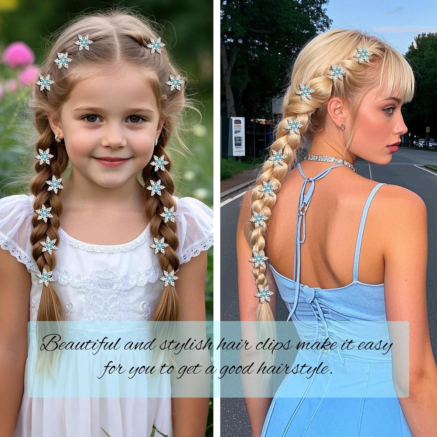 YISSION Mini Rhinestone Snowflake Hair Clips for Women & Girls - Sparkly Ice-Style Hair Accessories for Dress Up, Christmas & Party (20 Pieces) - Image 2