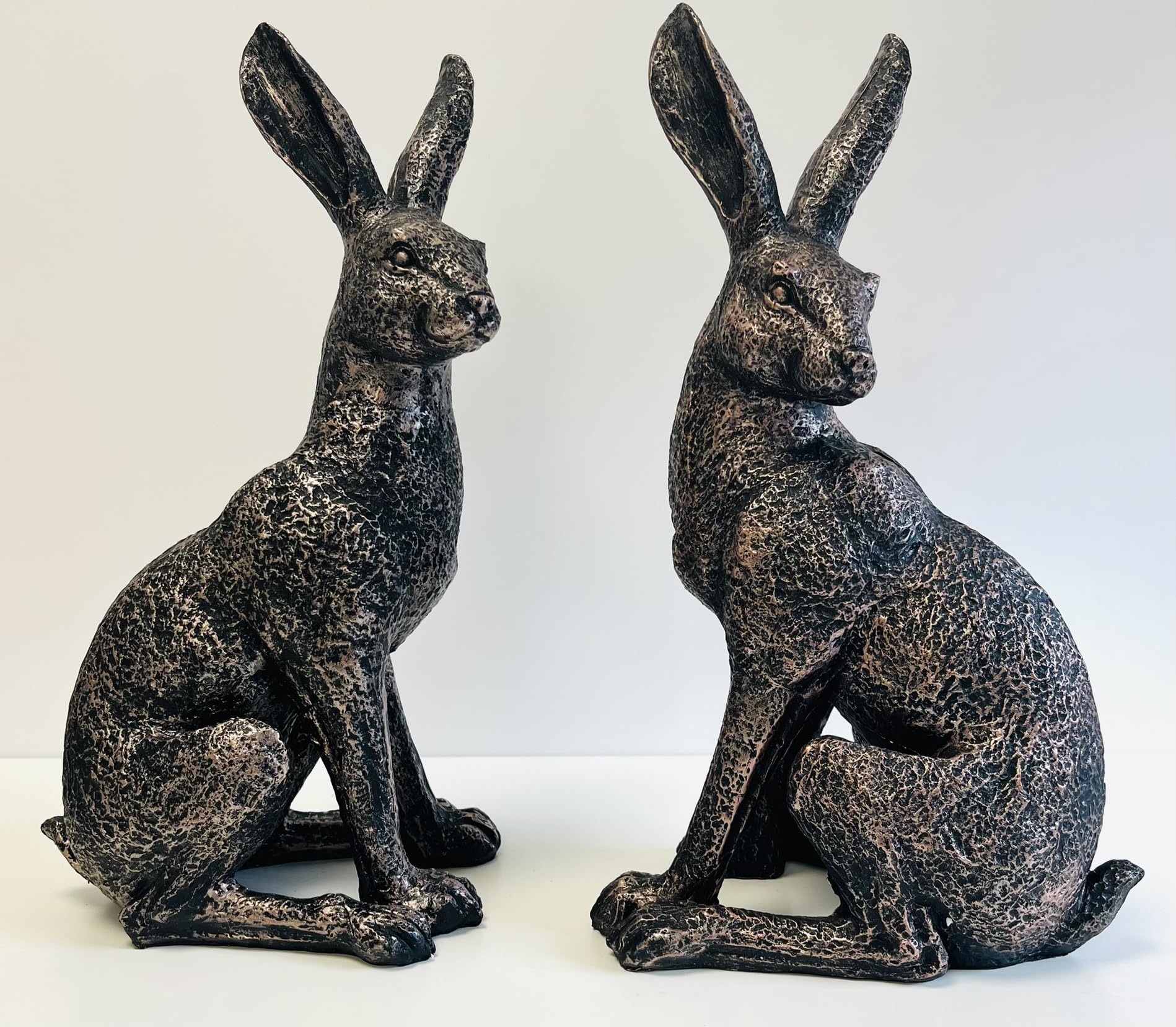 My Square Mile Bronze Garden Hare Ornament, Effect, 43Cm Height, Indoor Outdoor Decorative Rabbit Statue (Hare Looking Right)