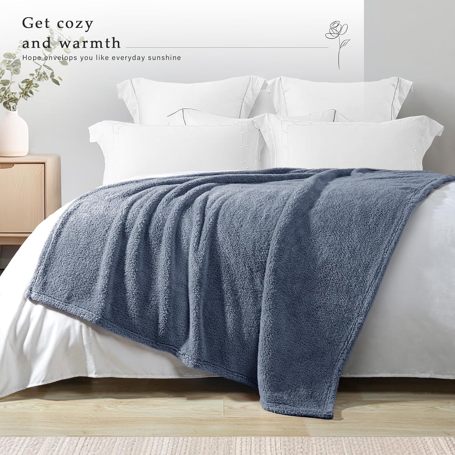 Exclusivo Mezcla Soft Fleece Throw Blanket for Couch, Super Soft Velvet Plush Fleece Blankets, Fuzzy Cozy and Warm for Winter, 50x60 Inches, Stone Blue - Image 2