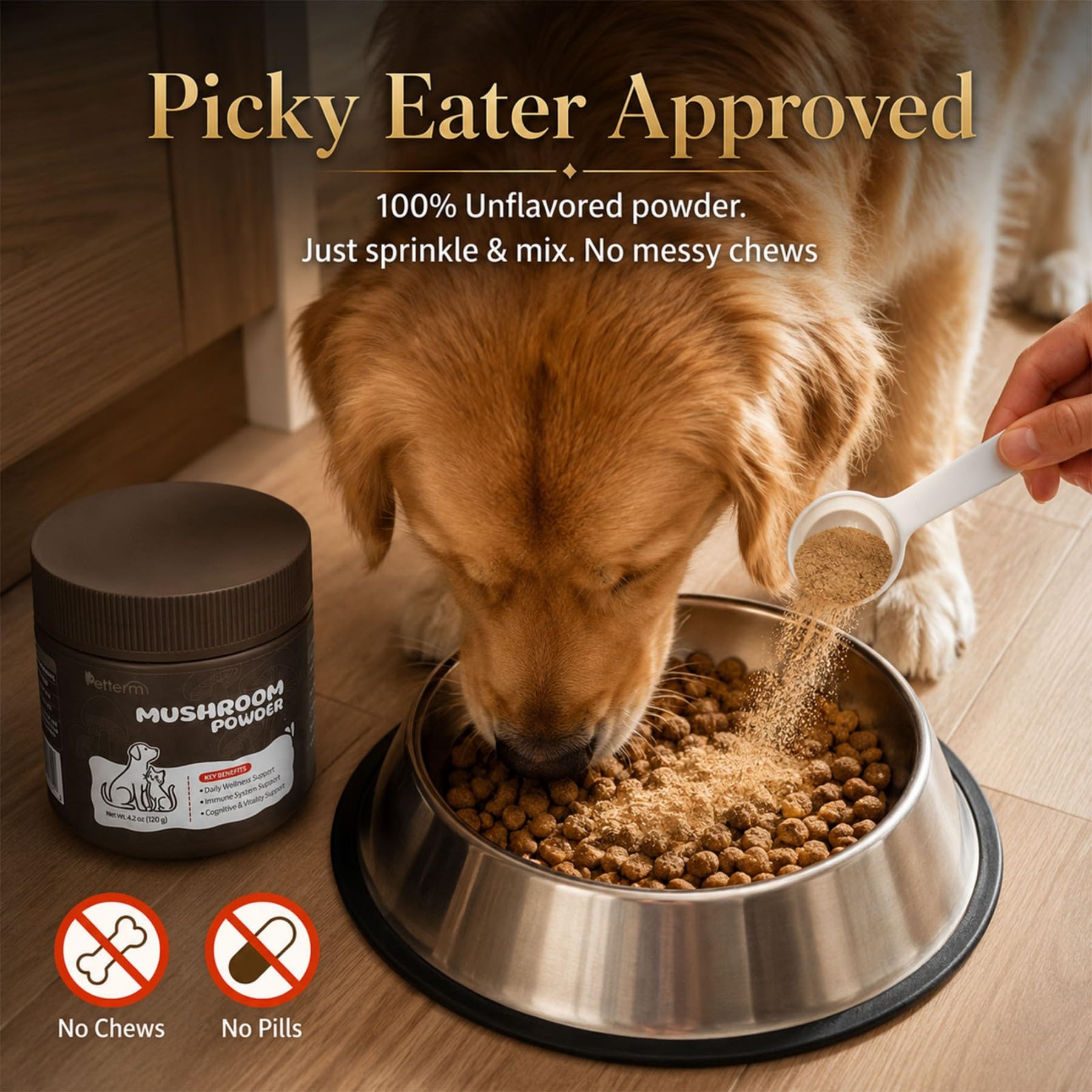 Turkey Tail Mushroom Powder for Dogs & Cats, 11 Mushroom Immune Supplement — Amazon image 4