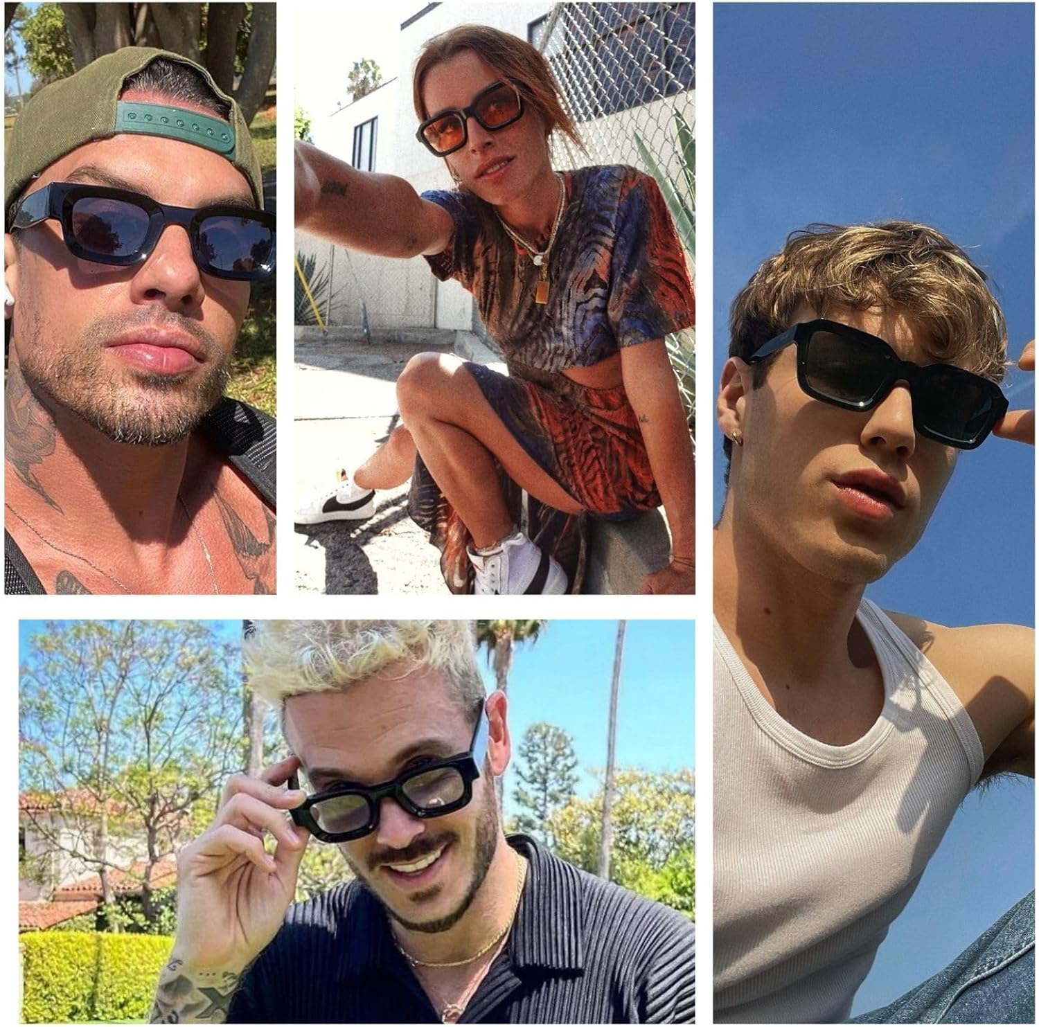 Hanj Rectangle Retro Sunglasses for Women Men Vintage Square Sun Glasses Fashion Classic 90s Shades - Image 3