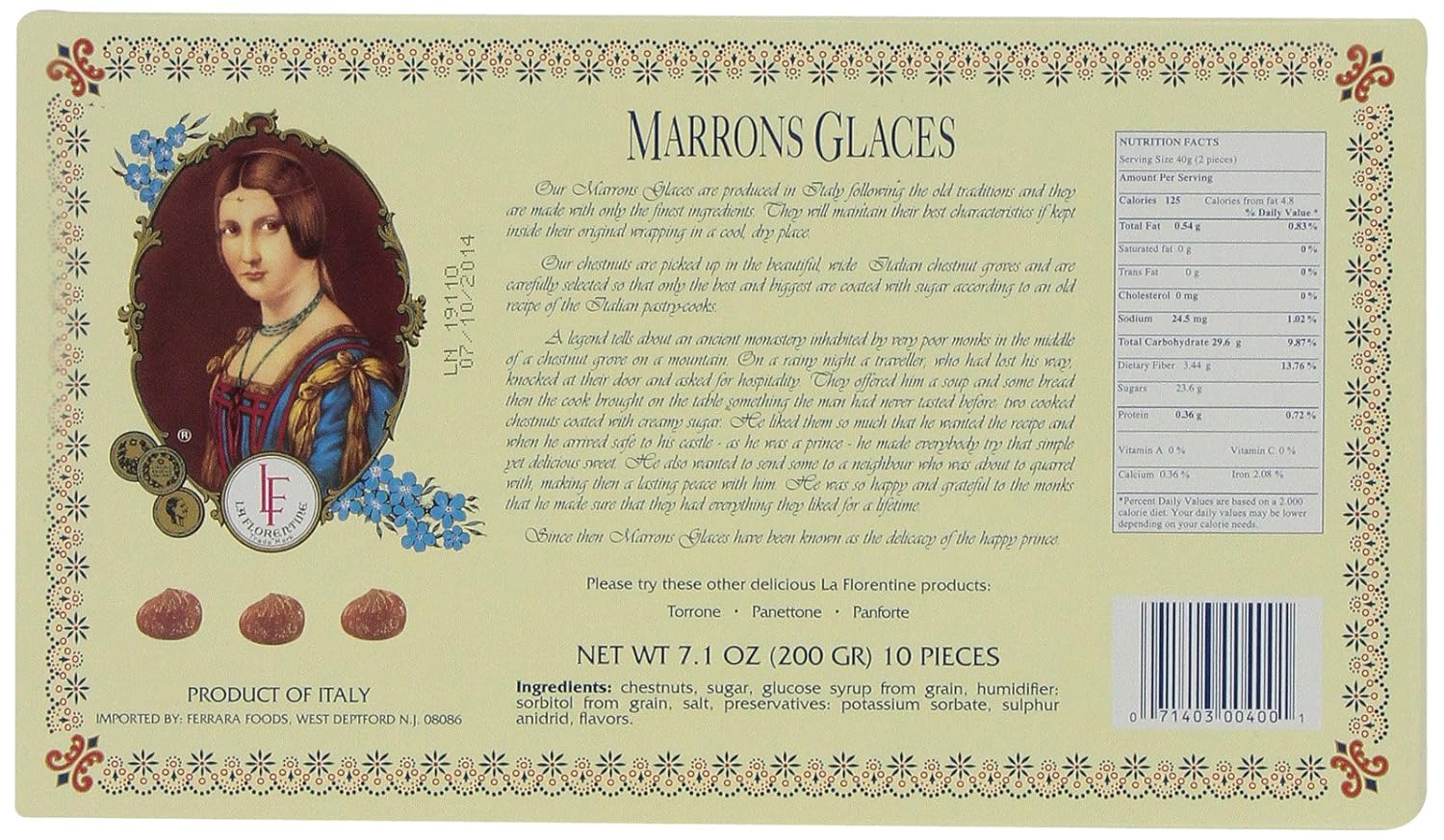 La Florentine Marrons Glace, 7.1 Ounce Boxes