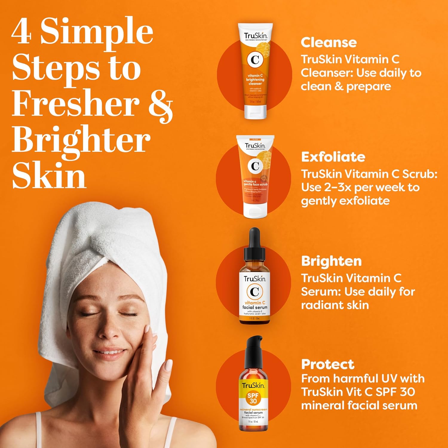 TruSkin Vitamin C Gentle Face Scrub - Brightening Daily Face Exfoliator for All Skin Types - Softens & Smooths Skin with Vitamin C, Yuzu Lemon, and Exfoliating Bora Bora White Sand - 4 Fl. Oz - Image 6