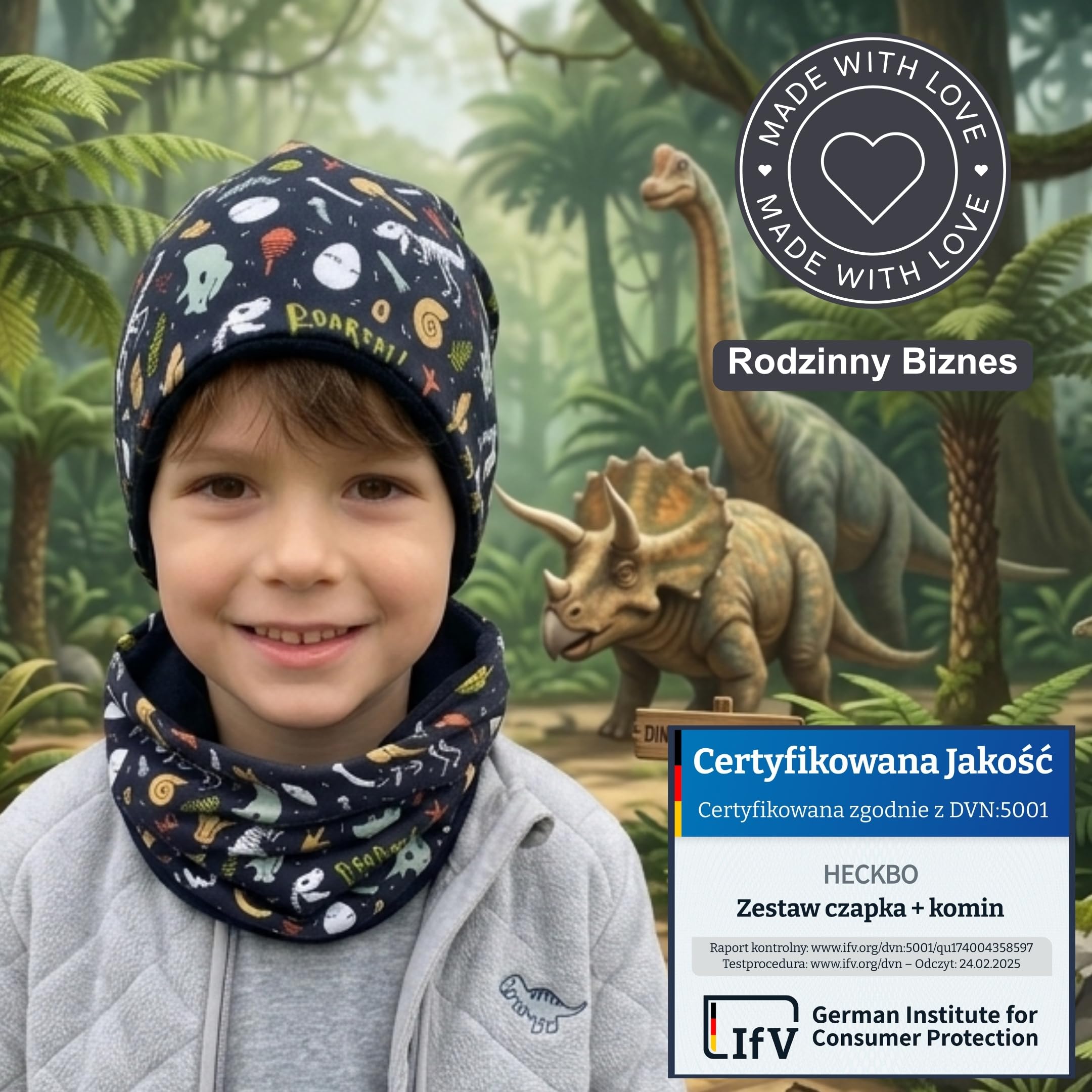 HECKBO Zestaw czapka beanie i komin dla dzieci – z podszyciem z polaru lub dżerseju (dwustronny) – unisex dla chłopców i dziewczynek – 95% bawełny – idealny na jesień, wiosnę i zimę