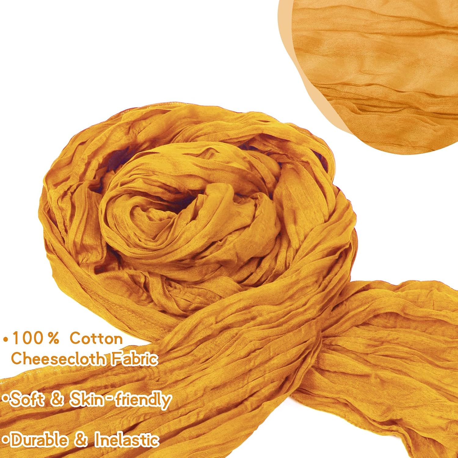 12 Packs Cheesecloth Table Runner, 35''x 120'' Wrinkled Gauze Cheese Cloth Table Runner Boho,Romantic Centerpieces for Tables,Versatile Tablecloth for Wedding/Party Decorations (Ginger)