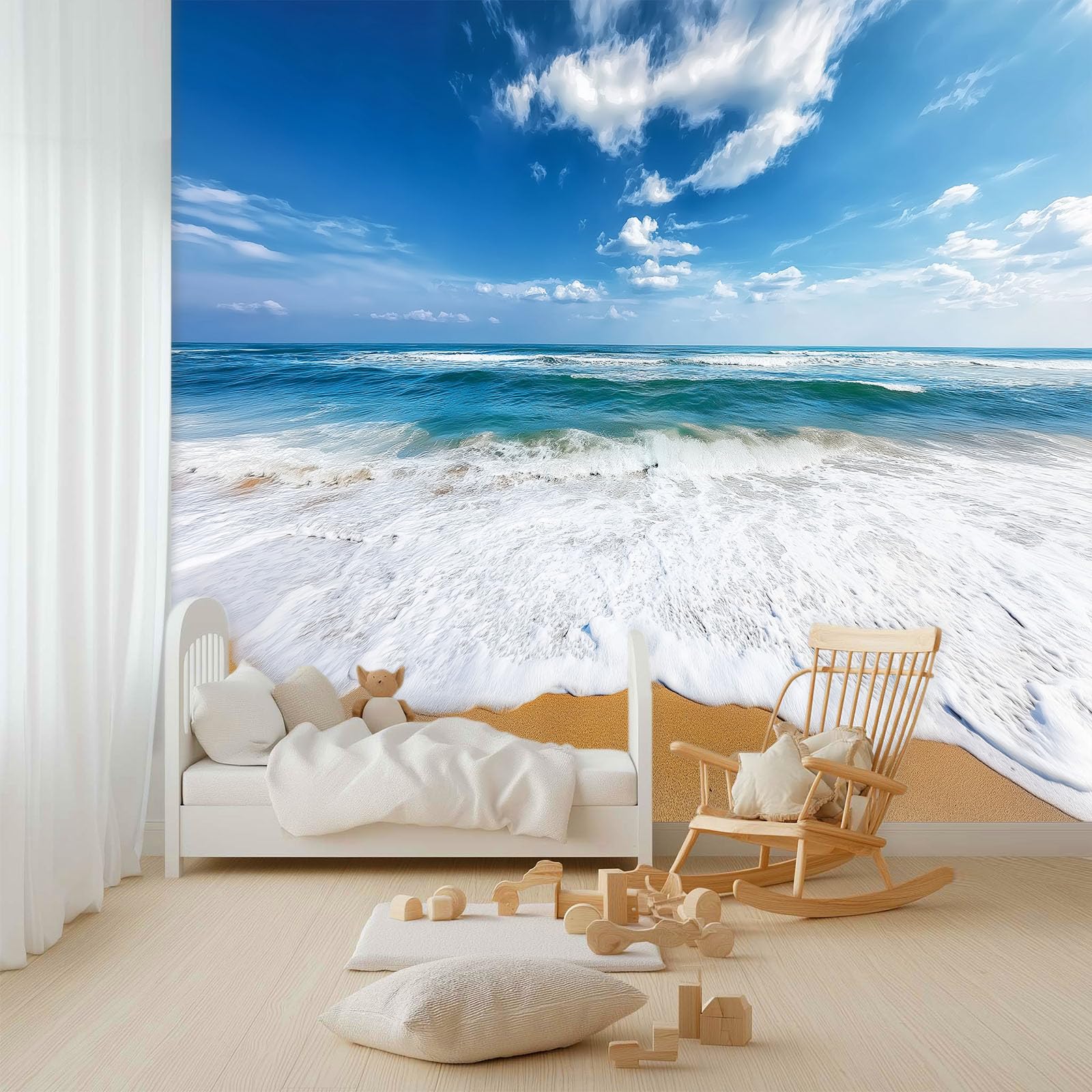 Fotografia, natura, plaża, fale, sztuka, fototapeta, 500 x 280 cm, efekt 3D, obraz ścienny, tapeta z włókniny, nowoczesna tapeta ścienna, pokój dziecięcy, sypialnia, tło TV, dekoracja ścienna