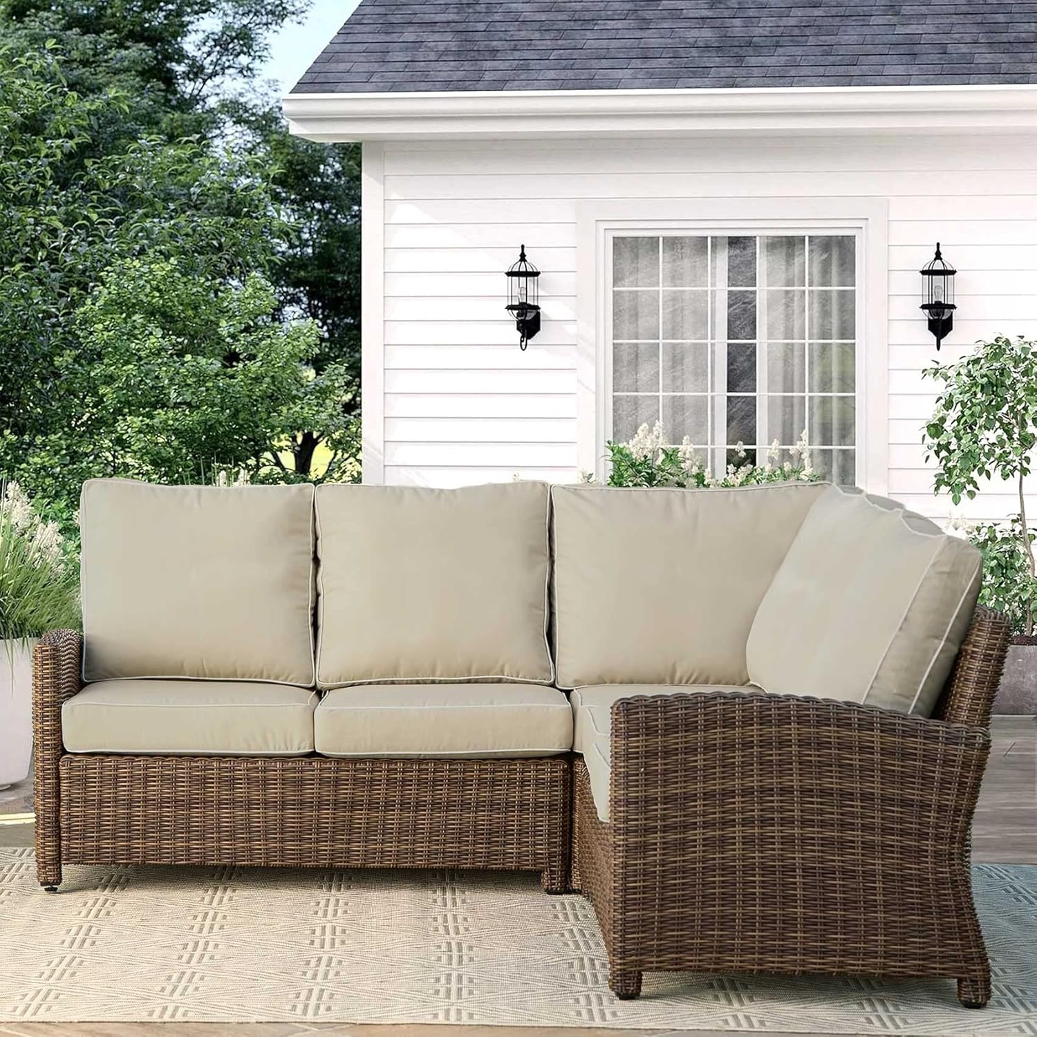 Porch Shield Outdoor Cushion Slipcovers Set 4 Waterproof Fade Resistant Patio Chair Seat Cushion Covers 24 x 24 x 4 inch, Beige