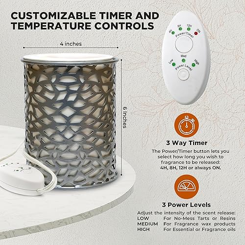 Miniatura 3 de Belle Aroma Calentador eléctrico de cera  Pequeño y portátil, 3 ajustes de temperatura, ideal para aceites y derretidos  El último calentador de