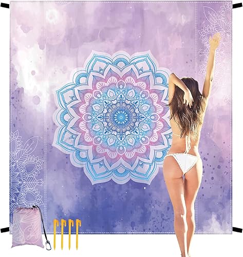 MXICNC Sandfree - Manta de playa impermeable, portátil, ligera, de gran tamaño, 79 x 83 pulgadas, manta para 4-7 adultos para viajes, campamento,