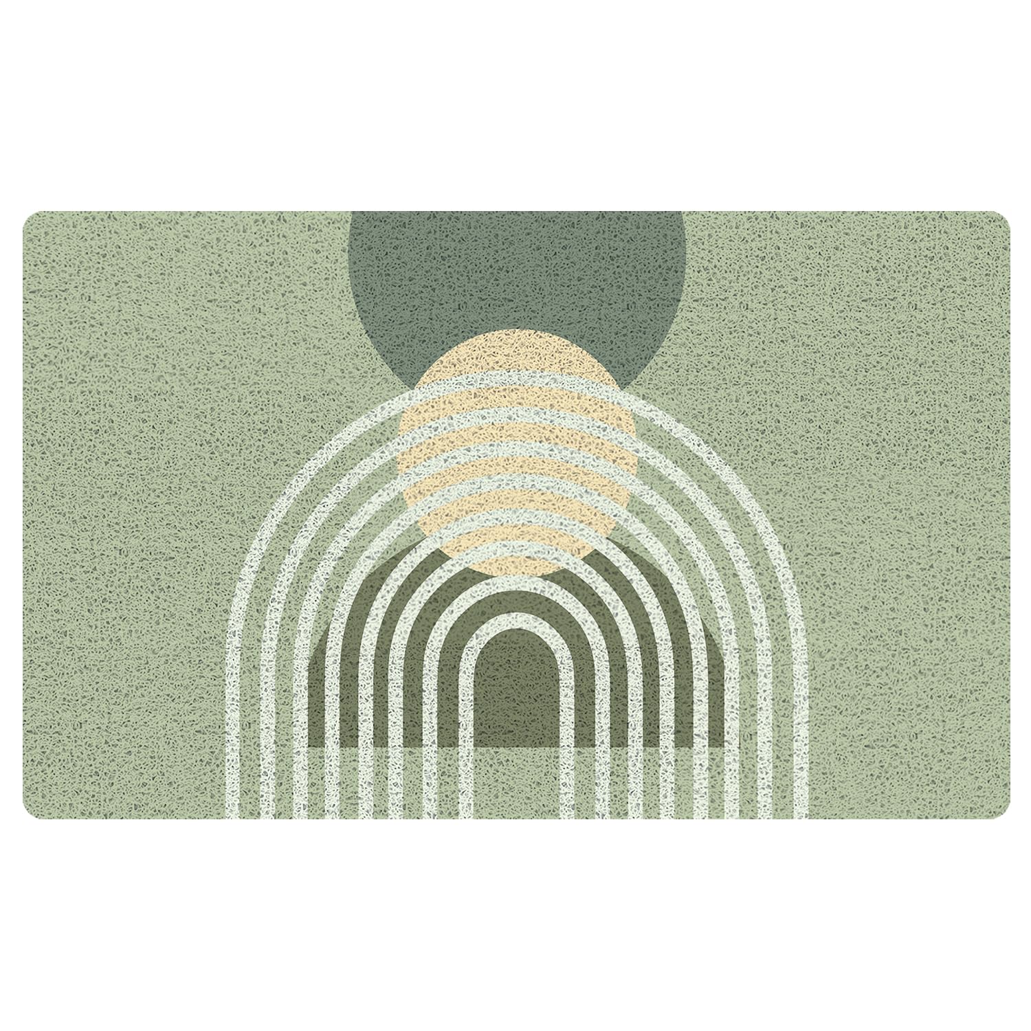 URLLUAE Abstract Sage Green Boho Door Mat, Mid Century Modern Boho Sun Rainbow Welcome Mats Doormat for Front Door Porch Indoor Outdoor Entrance