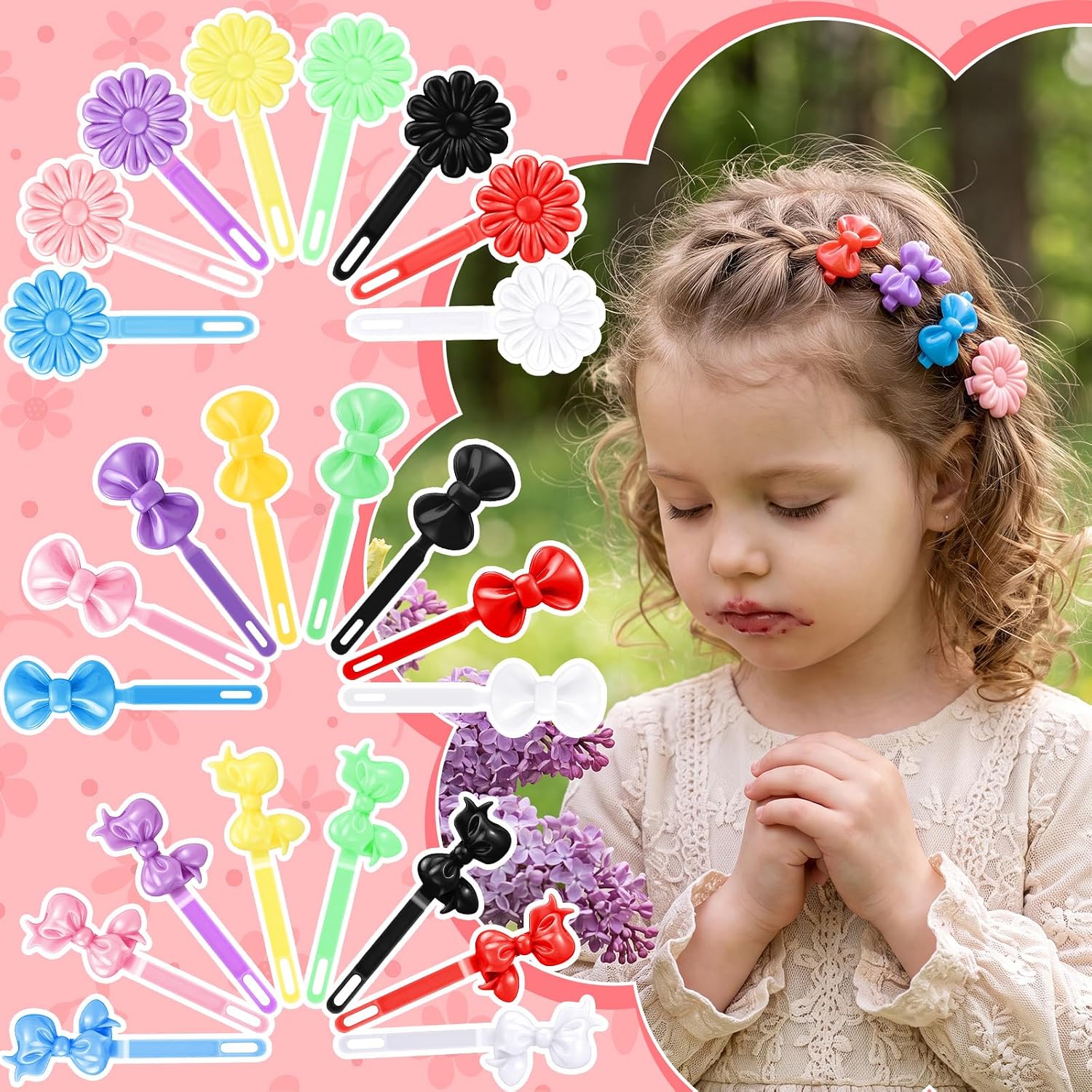 Janinka 72 Pcs Hinge Barrettes for Toddler Girls,Classic,Bright Color image 4