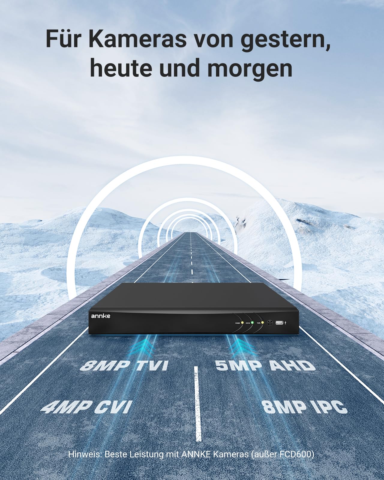 ANNKE 5-in-1 Videoüberwachungssystem 8CH 4K H.265+ DVR für CVI/CVBS/AHD/TVI, 8MP Videorecorder mit Erkennung von Personen/Fahrzeug, E-Mail-Benachrichtigung mit Schnappschüssen, ohne Festplatte