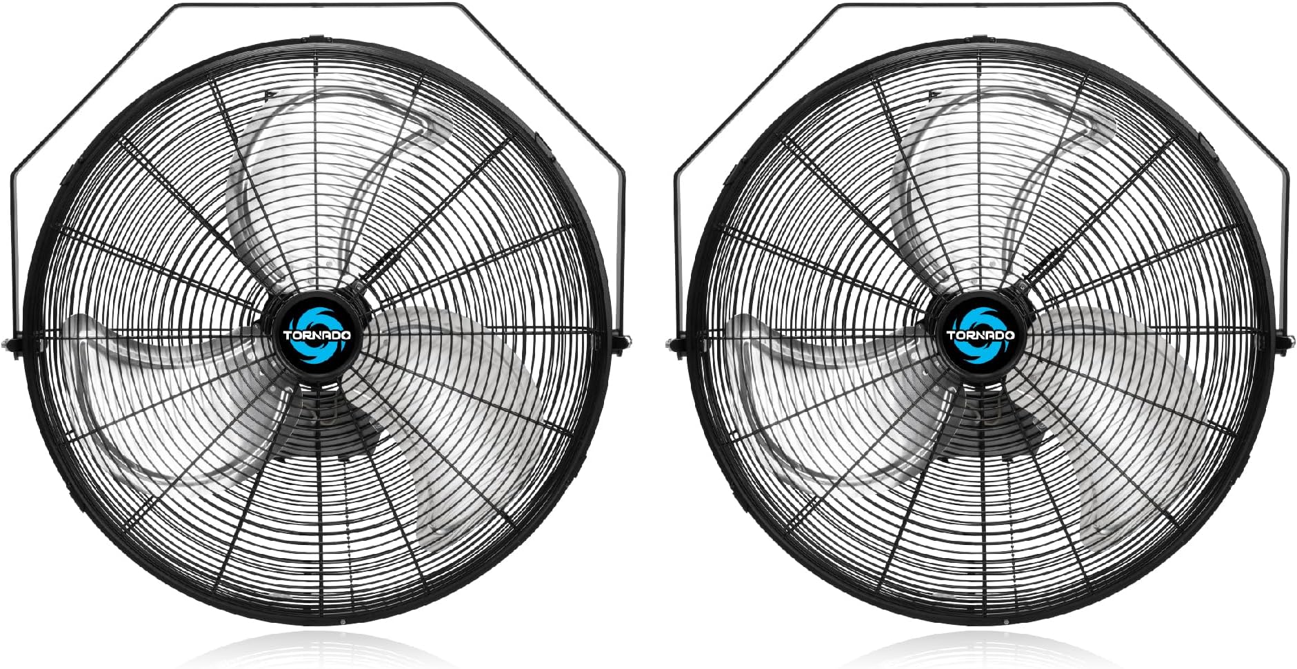 Tornado 2 Pack 20 Inch High Velocity Industrial Wall Fan - 4750 CFM - 3 Speed - 6 FT Cord - Industrial, Commercial, Residential Use - UL Safety Listed