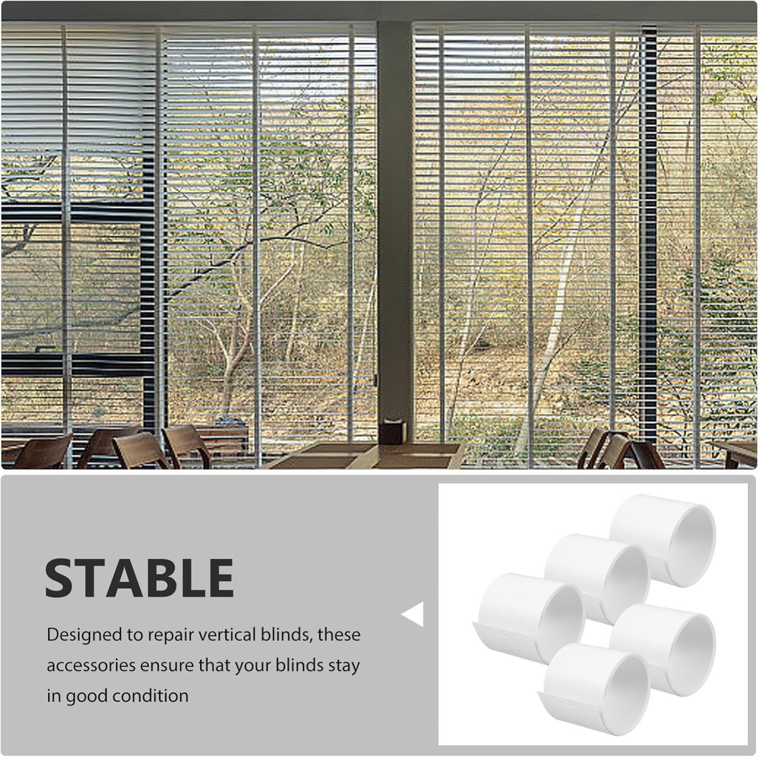 5pcs Vertical Blind Replacement Slats PVC White for Sliding Door Windows