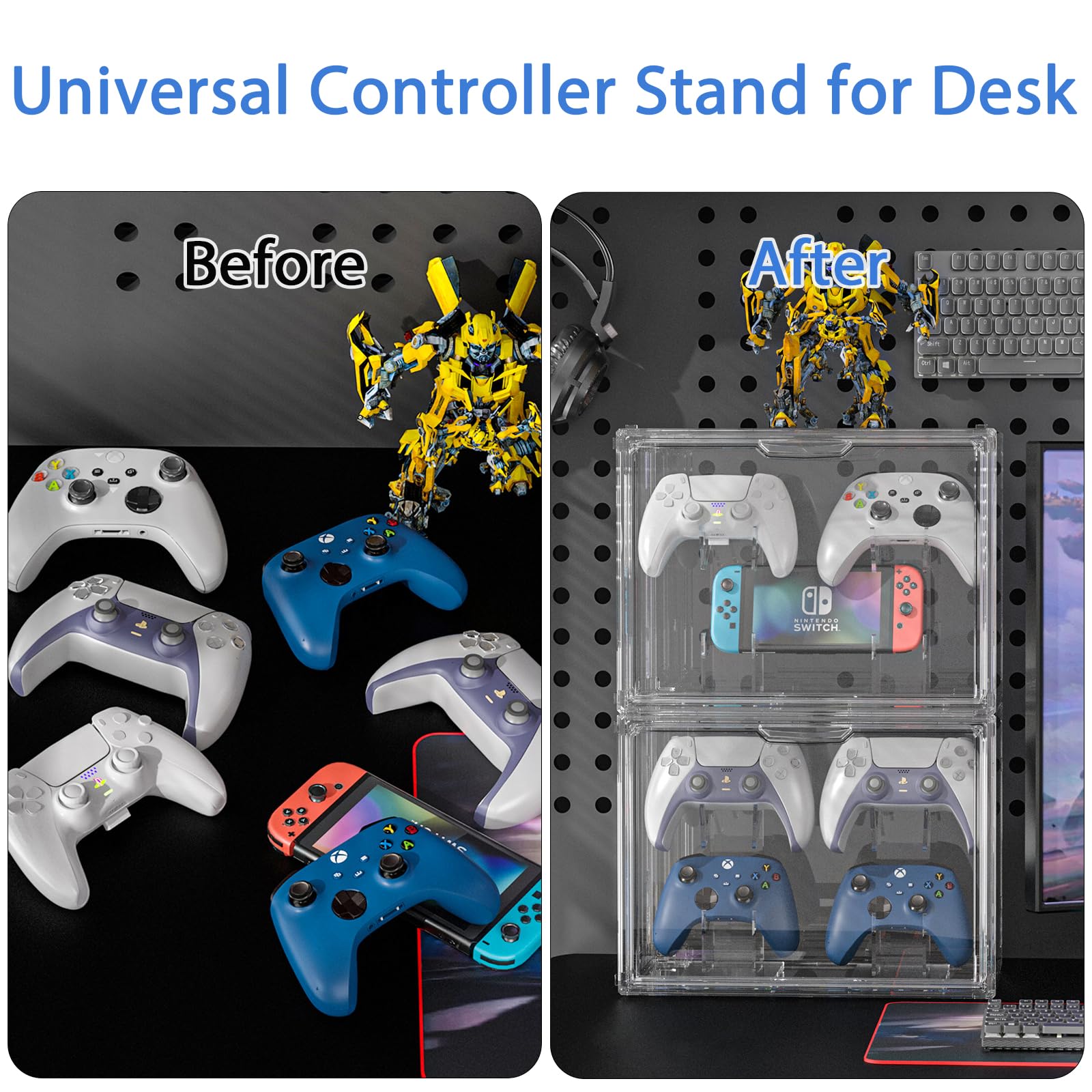 starogegc Supporto per controller e auricolari, supporto per cuffie, per scrivania, espositore in acrilico e supporto per Xbox, PS5, PS4, PS3, Switch Pro e quasi tutti i controller e cuffie