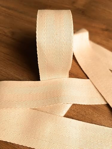 Miniatura 3 de Cinta de sarga de algodón de 1.5 pulgadas x 5 yardas, cinta de espiga de espiga natural, cinta de bies beige natural, cinta, encuadernación ideal