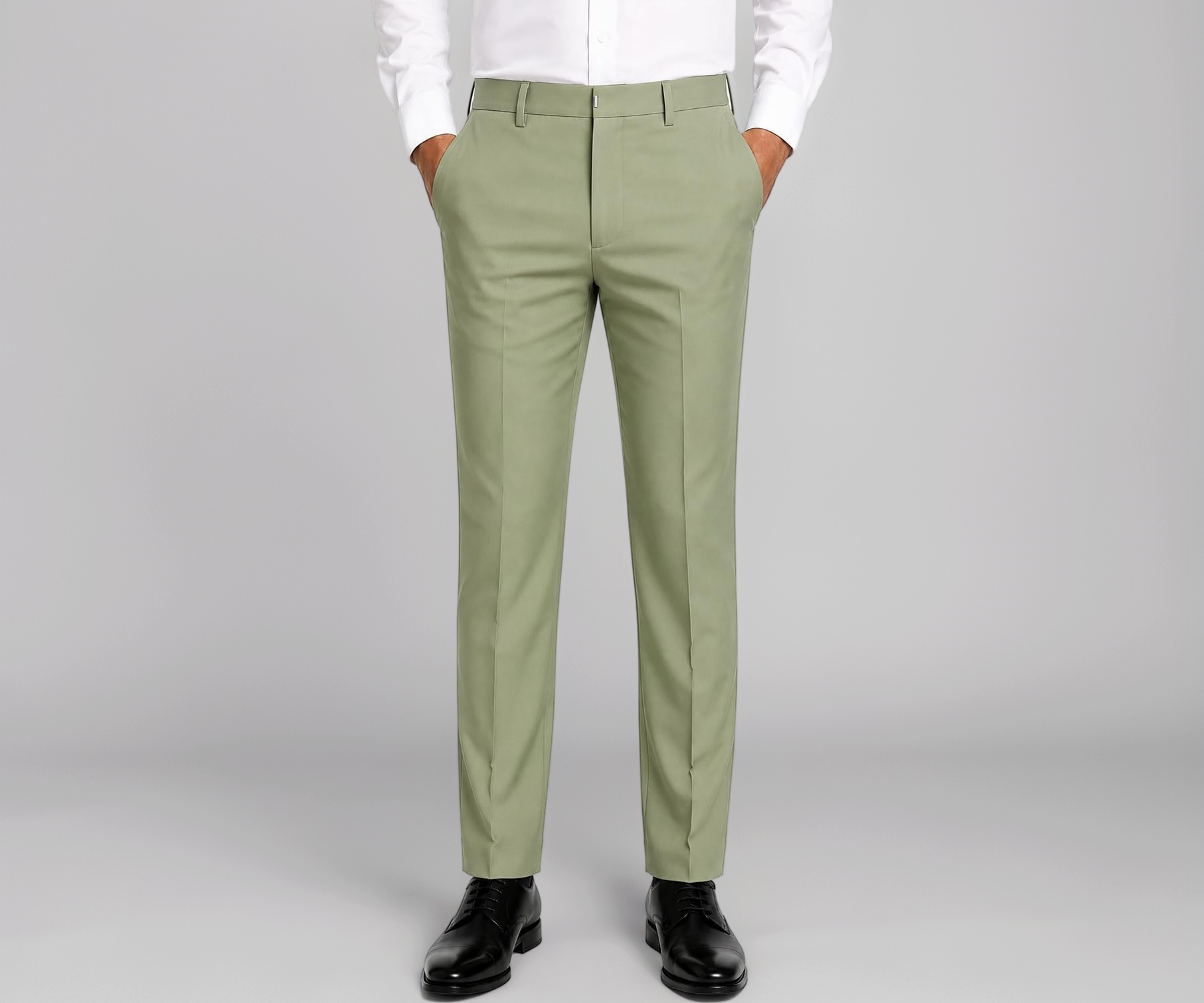 Buy Men Formal Trouser for Office Wear Olive Green Color | Slim Straight Fit Mid Rise Business Pant