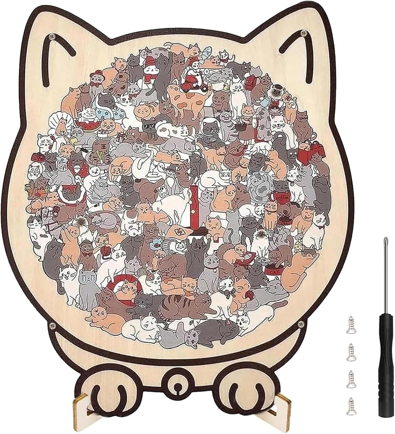 Cat Puzzle & Cat Puzzle, Cute Irregular Wooden Puzzle Cat, Colourful Macaron Colours, Home Decoration, Cat Shaped Wooden Puzzle, Adults for Children, Cat Lovers