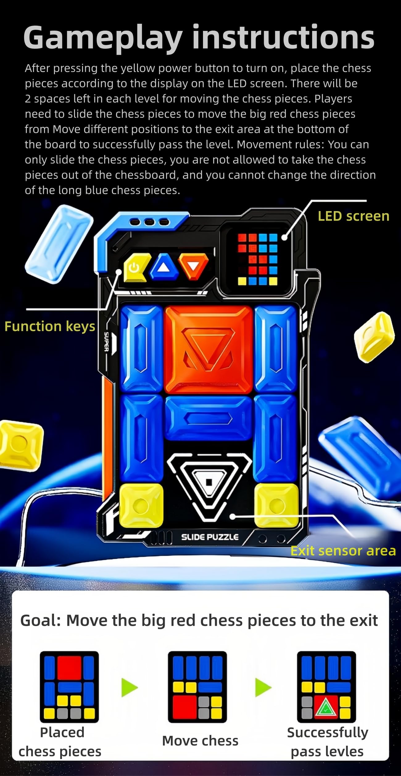 HLF Súper Máquina de Rompecabezas Apariencia del Mecha Juego Escape del Laberinto HuaRong Bloques 520 Niveles Inducción Automática Diseño Magnético Puzzle lógico Juguetes de Regalo para niños (Black)