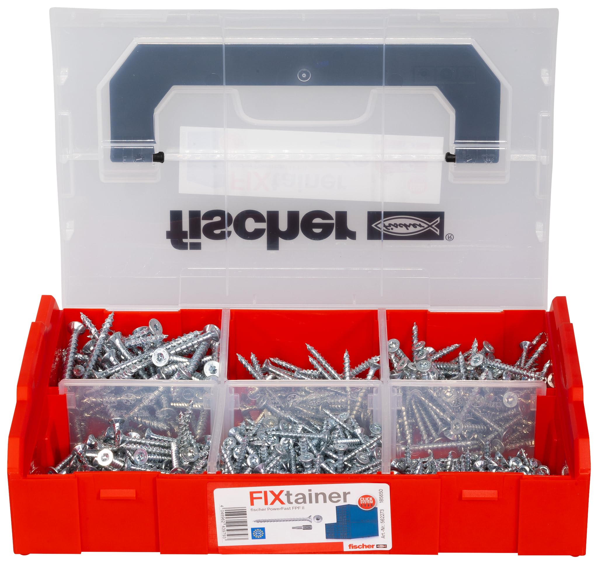 Fischer FixTainer 700x Viti per Legno Torx PowerFast FPF II CTF, Include 2 Inserti per Avvitatore, Filetto Totale, Autofilettanti, Testa Svasata, 562273