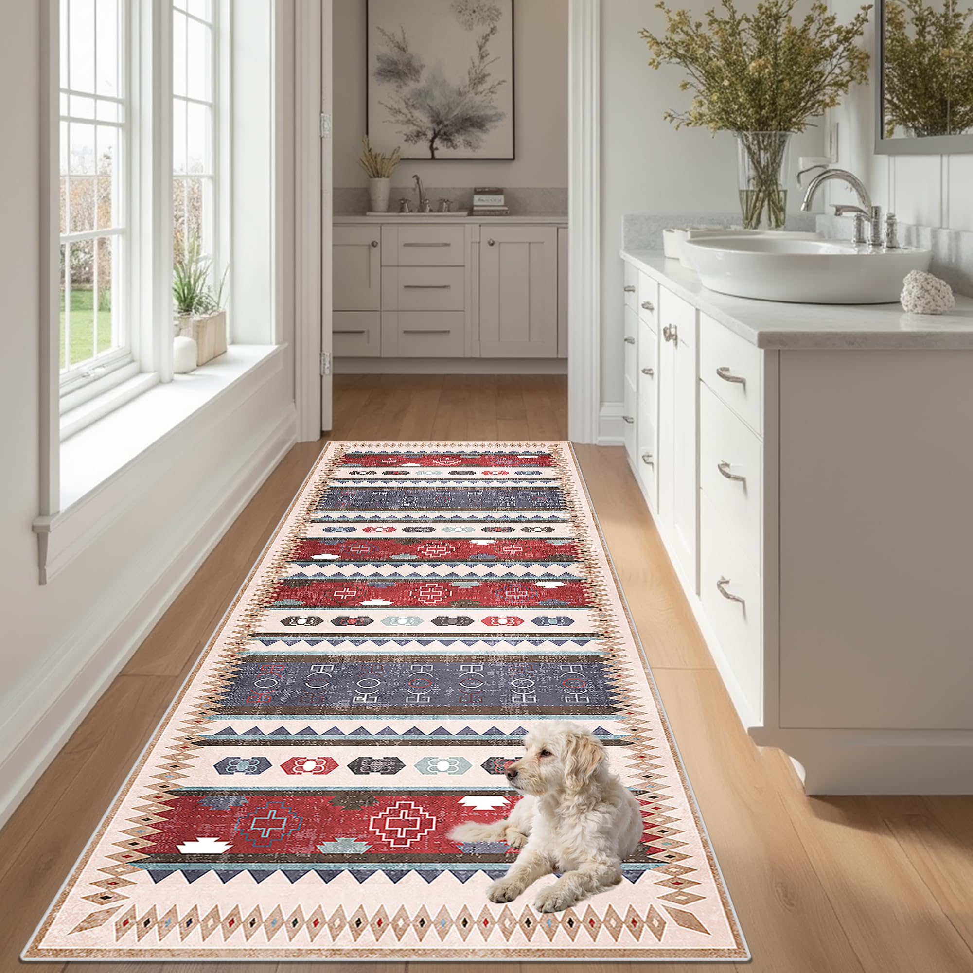 Alfombra Corredor Antideslizante Larga Alfombras de Pasillo Alfombras de área Absorbente Antideslizante Fácil de Limpiar 100 x 350 cm para Habitacion Halls Comedor Cocina Ajustable