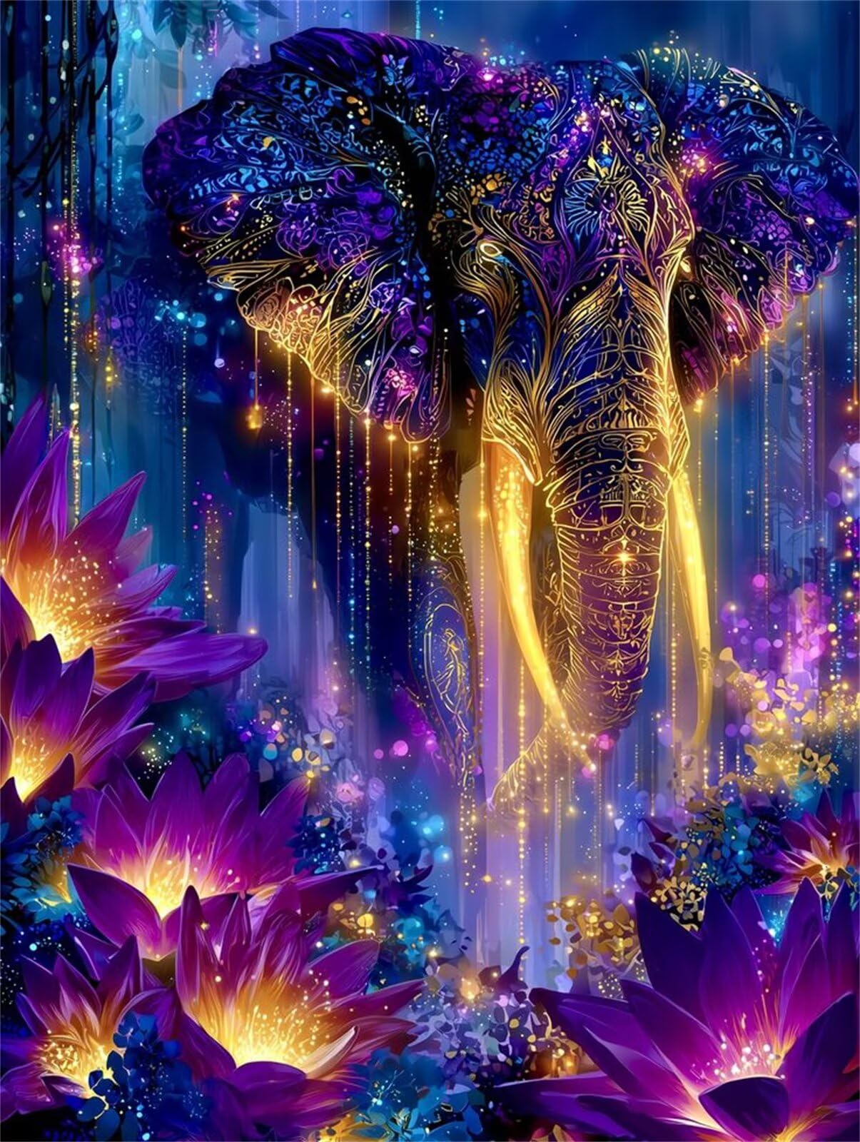 Puzzle 1200 Pezzi Fiori Elefante Astratti Puzzle per Adulti, Difficile e Sfidante con Poster Idea Regalo per Appassionati Puzzle Classici