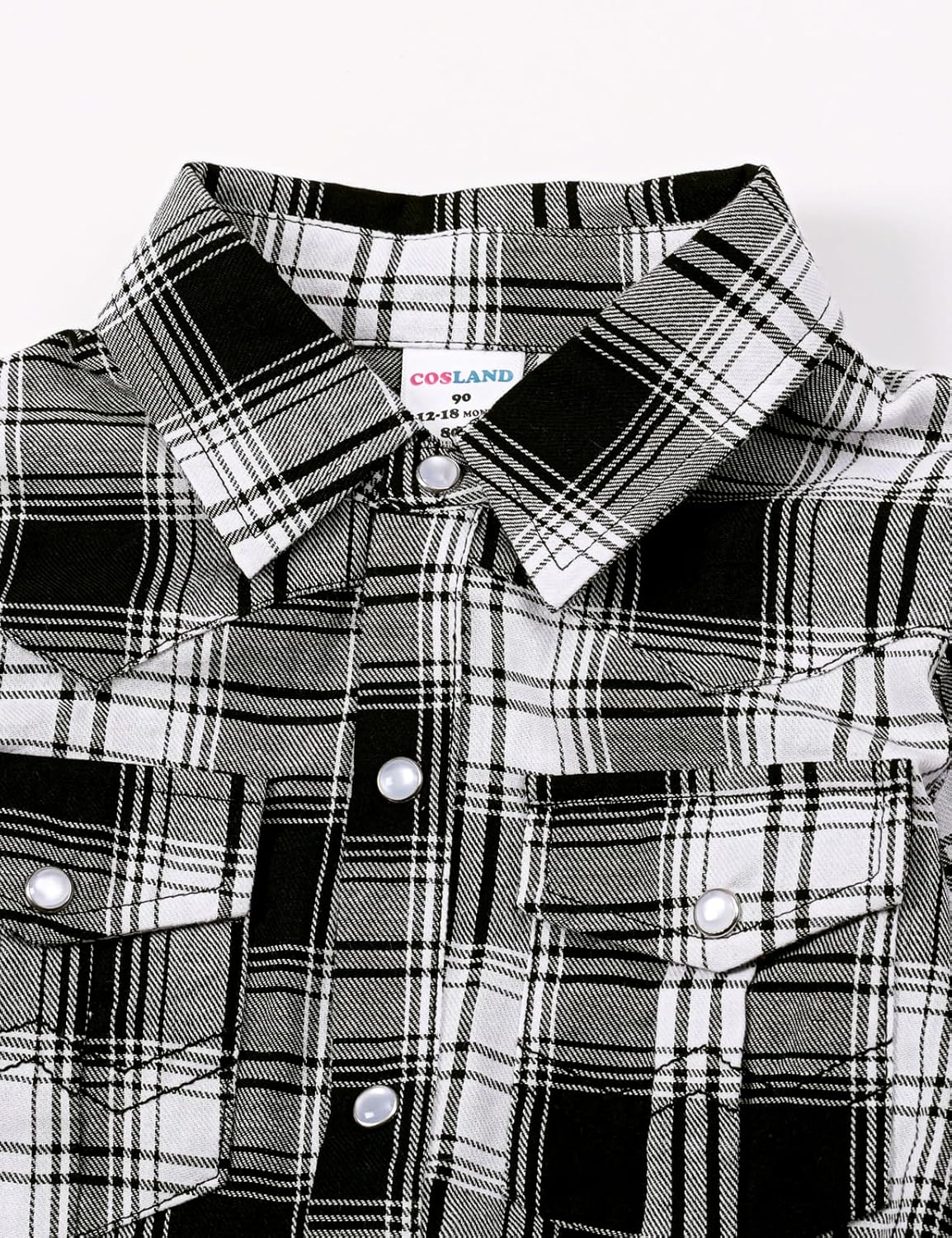 COSLAND Baby Boys' Western Cotton Plaid Bodysuit, Infant Cowboy Jumpsuit, 0-18 Months - Image 4
