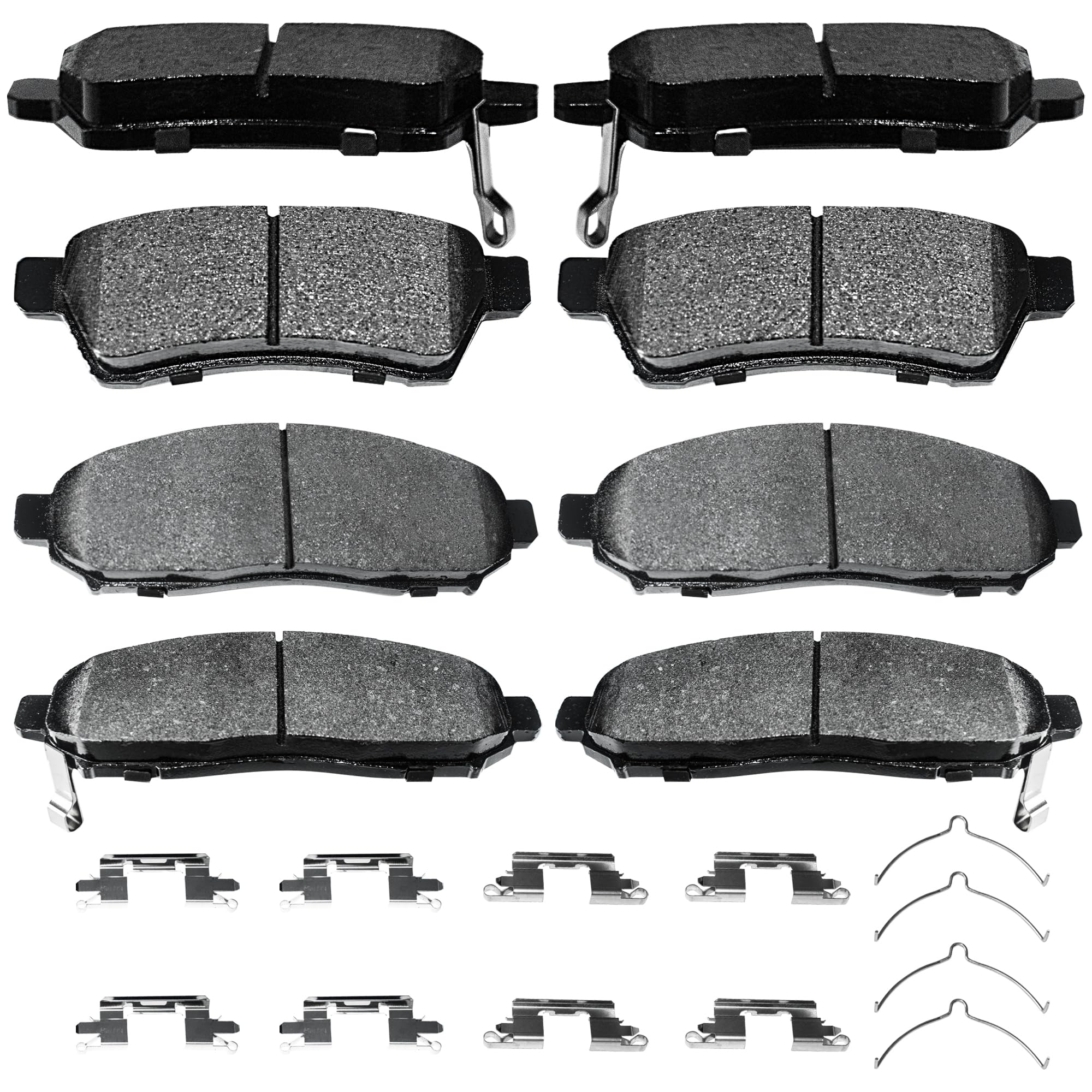 Brake Pads Front and Rear Compatible with 2005-2022 Nissan Frontier, 2005-2015 Nissan Xterra, 2009-2012 Suzuki Equator Automotive Replacement Brake Pads Semi-Metallic D1094 D1100